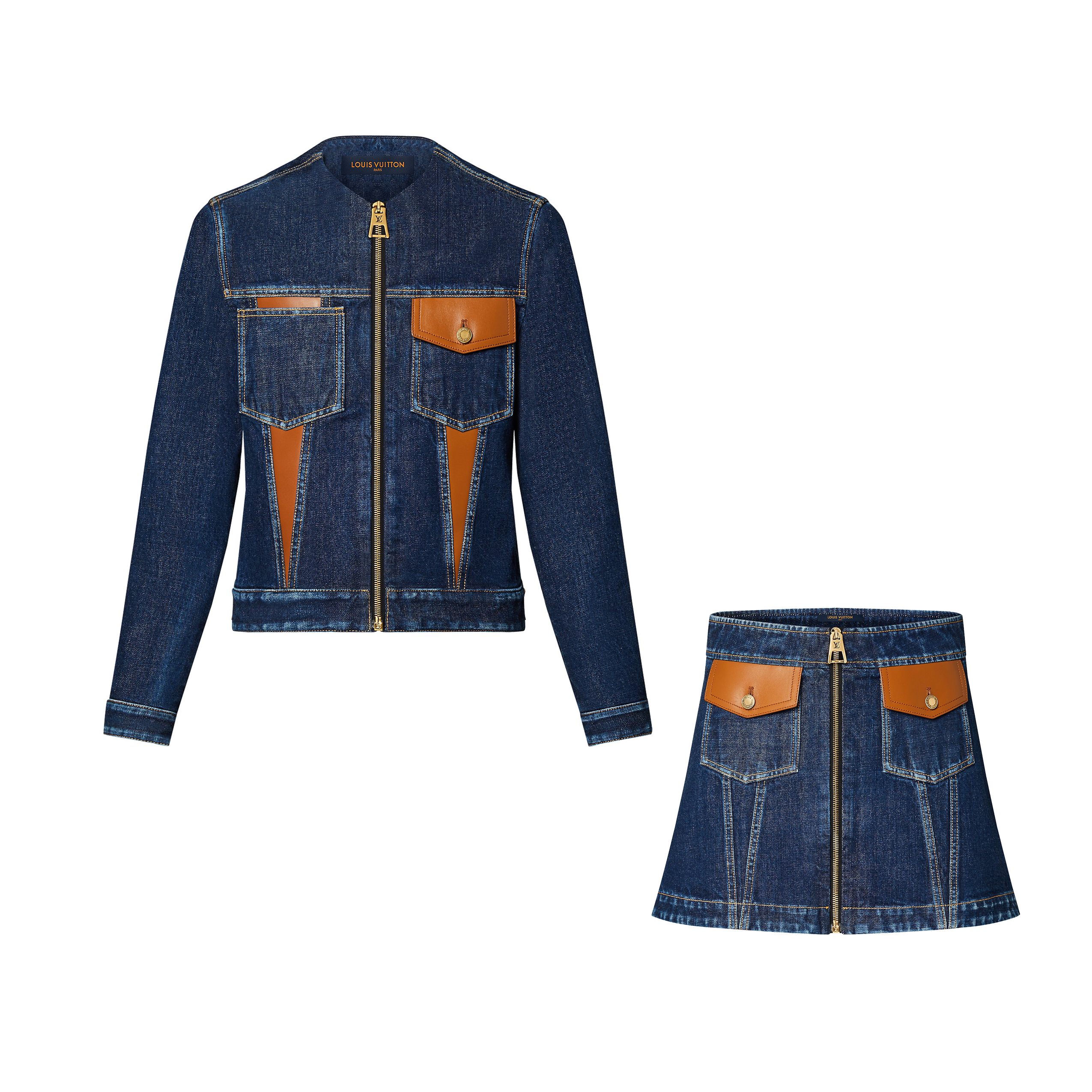 LouisVuitton NIGO Long Sleeved Short Denim Jacket Short Skirt Set #nigo57382