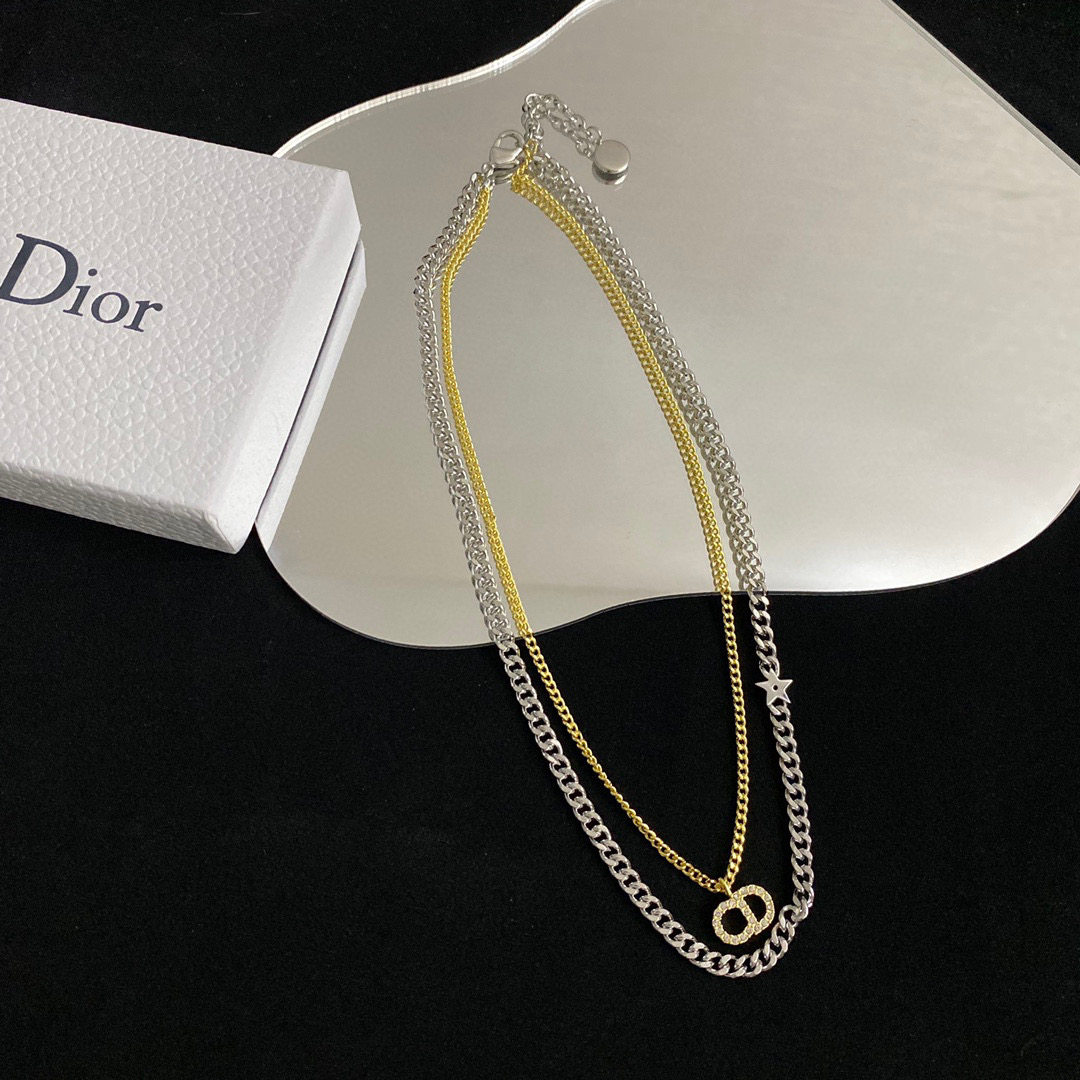 Dior NIGO Double Chain Splicing Necklace #nigo21414