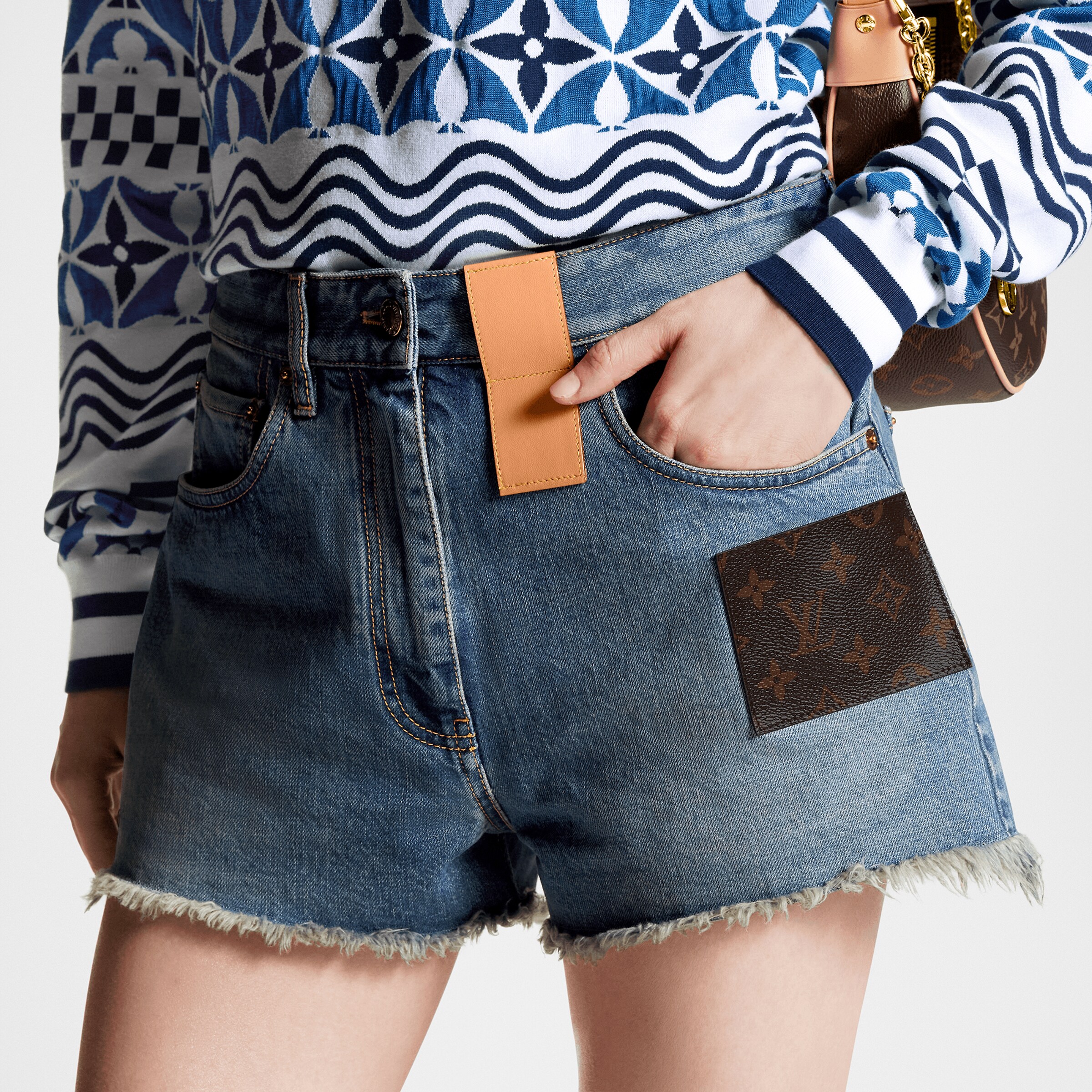 Louis Vuitton NIGO Raw Edge Denim Mini Shorts #nigo21219