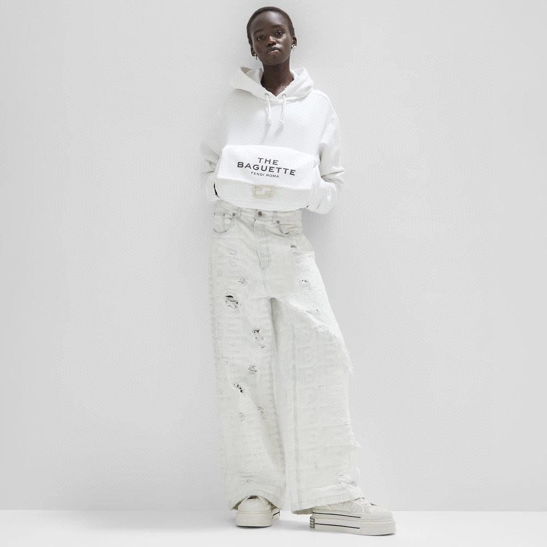 Fendi NIGO Woman White Letter Hooded Pullover Sweatshirt #nigo21151