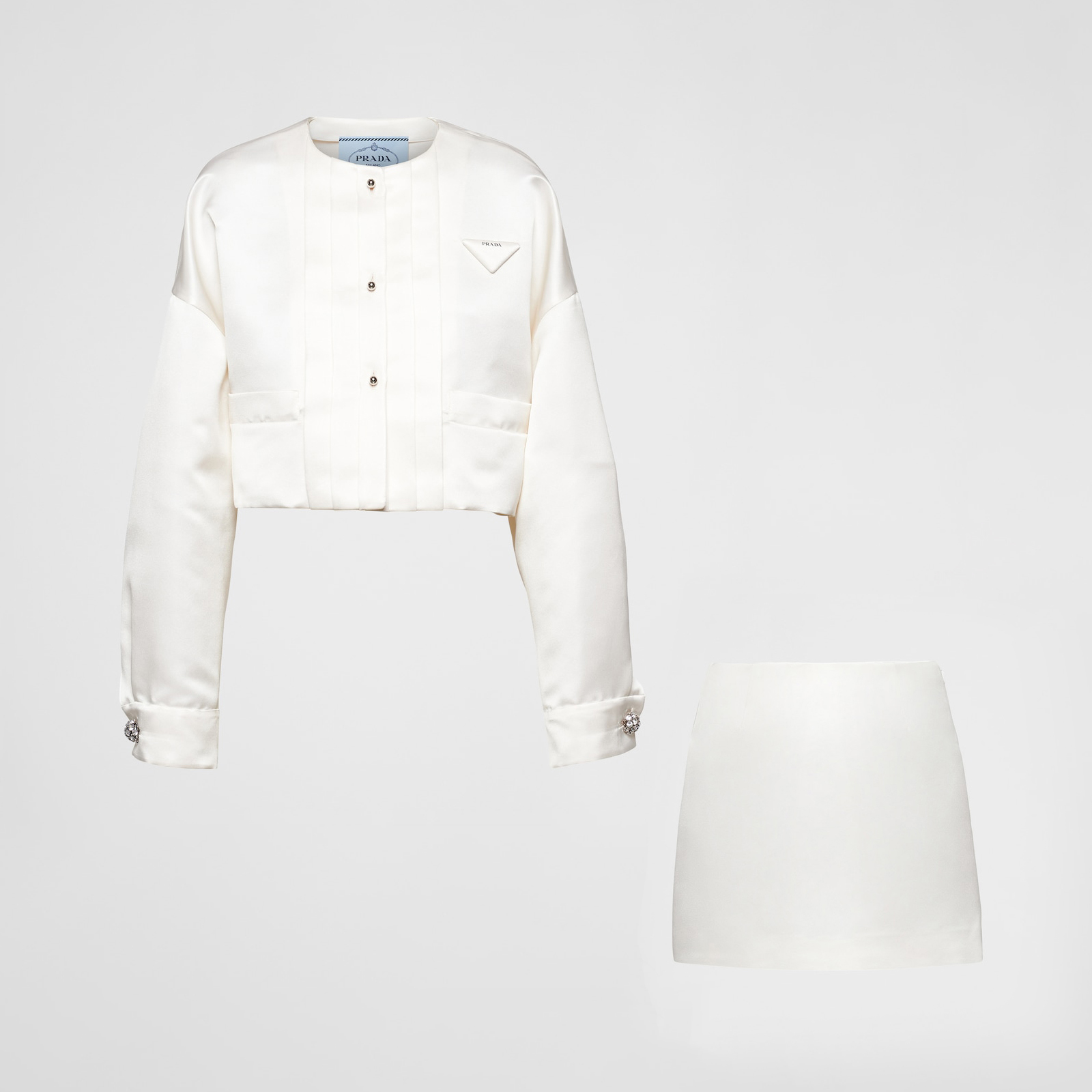 Prada NIGO Pleated Pearl Short Jacket Short Skirt Set Suit #nigo57437