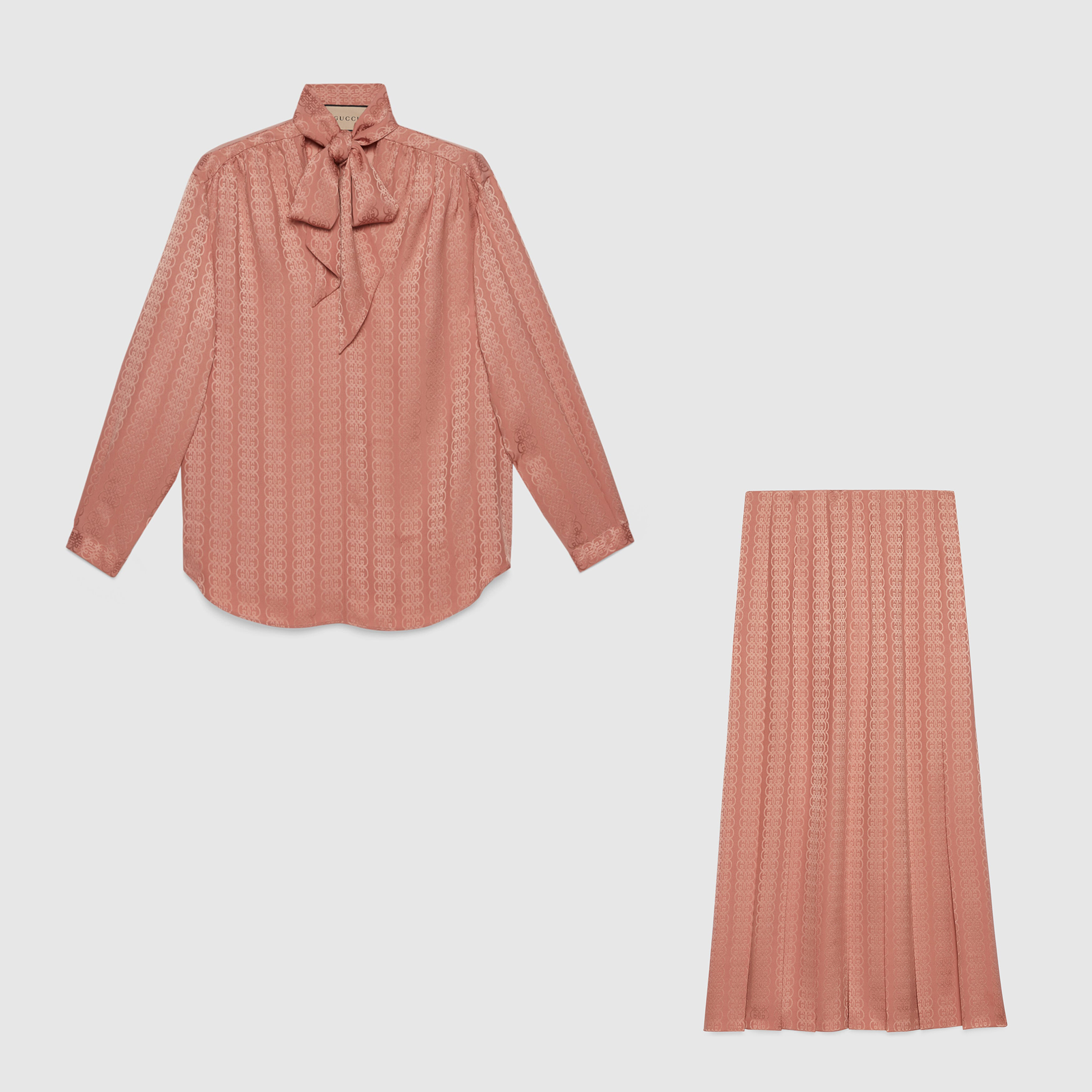 Gucci NIGO Long Silk Slip Shirt Half Skirt Set #nigo21164