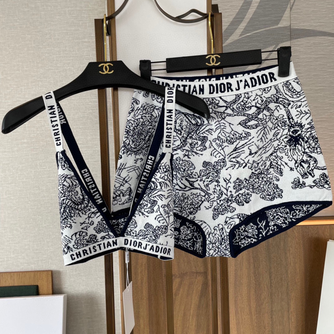 Dior NIGO Woman Grey And White Printed Underwear Set #nigo21454