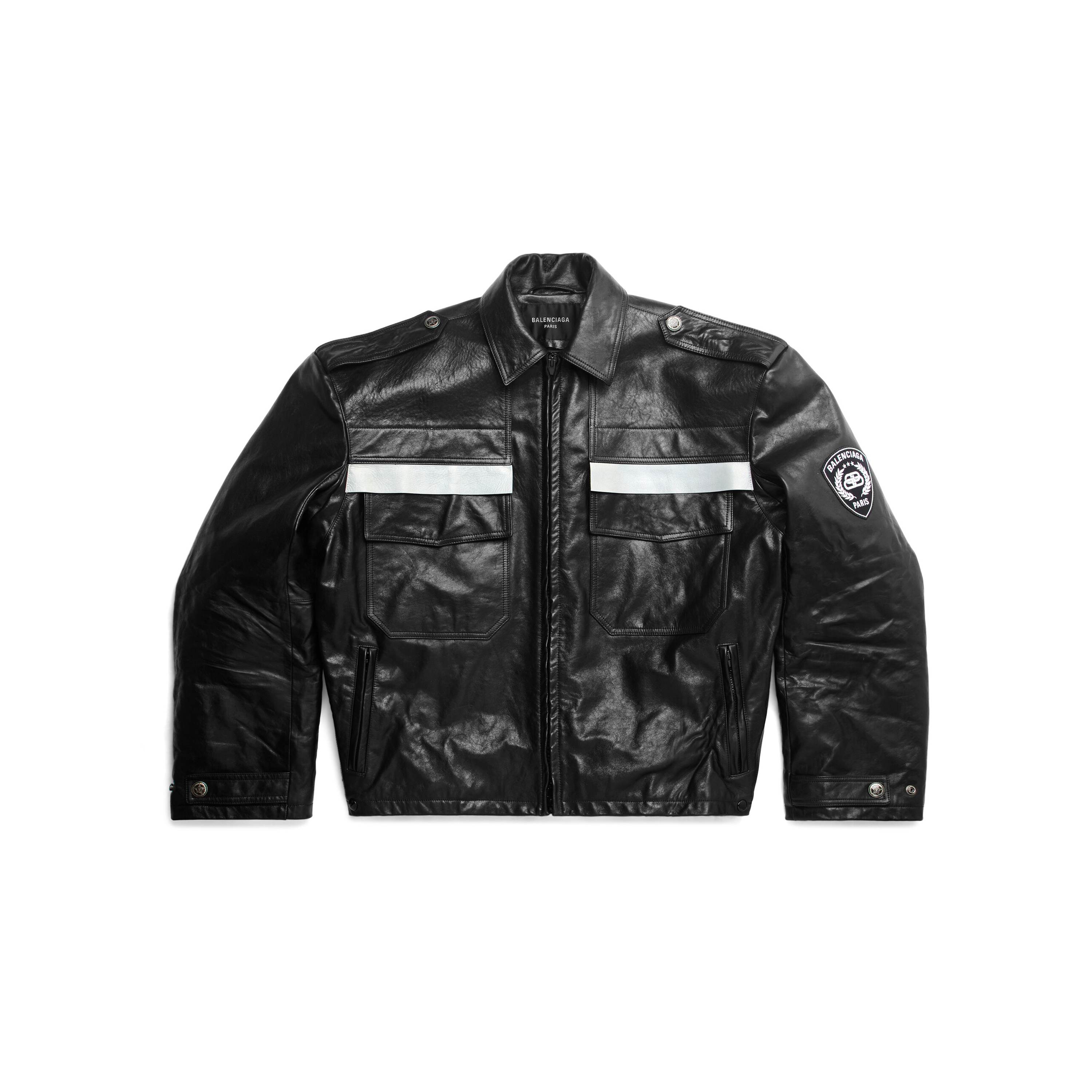 Balenciaga NIGO Man Black Long Sleeved Printed Leather Jacket #nigo94989