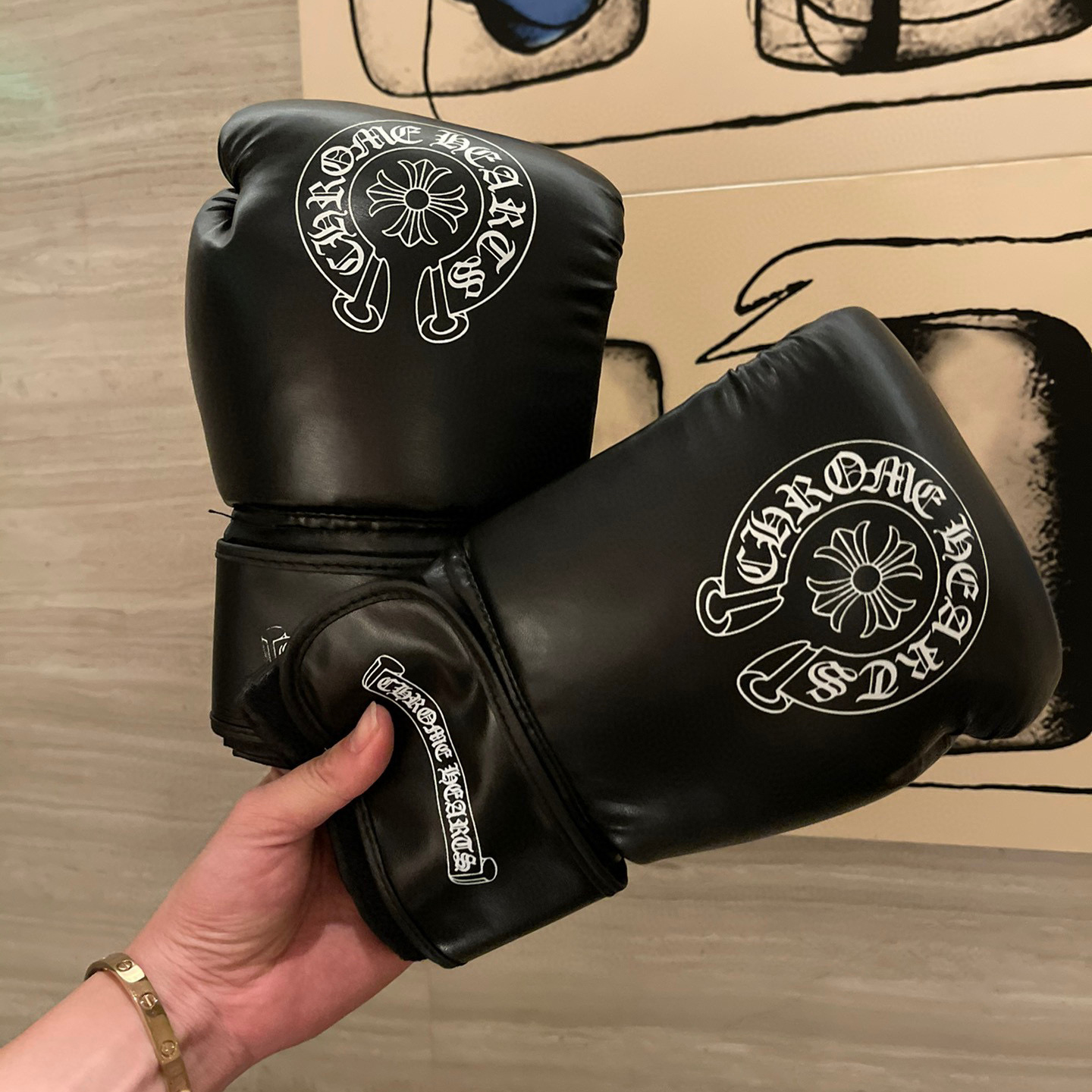 Chrome Hearts Black Leather Printed Gloves #nigo21435