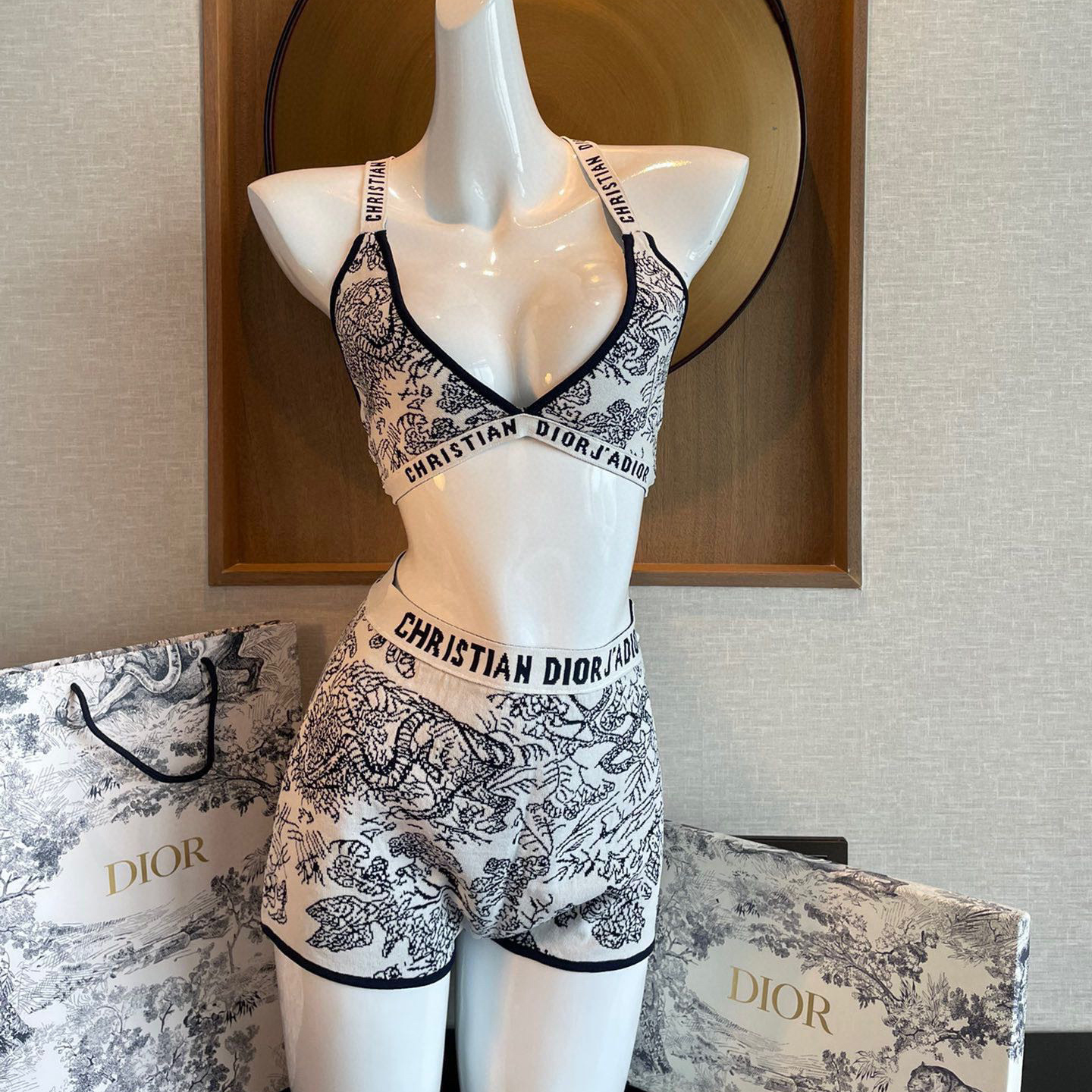 Dior NIGO Woman Grey And White Printed Underwear Set #nigo21454