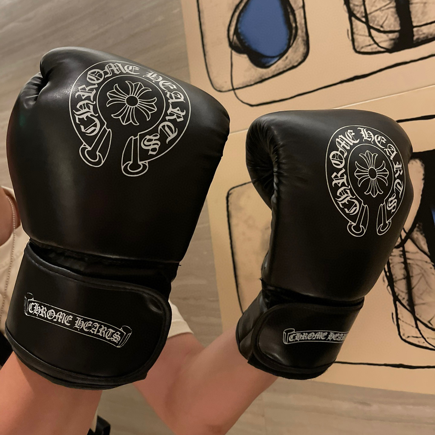 Chrome Hearts Black Leather Printed Gloves #nigo21435