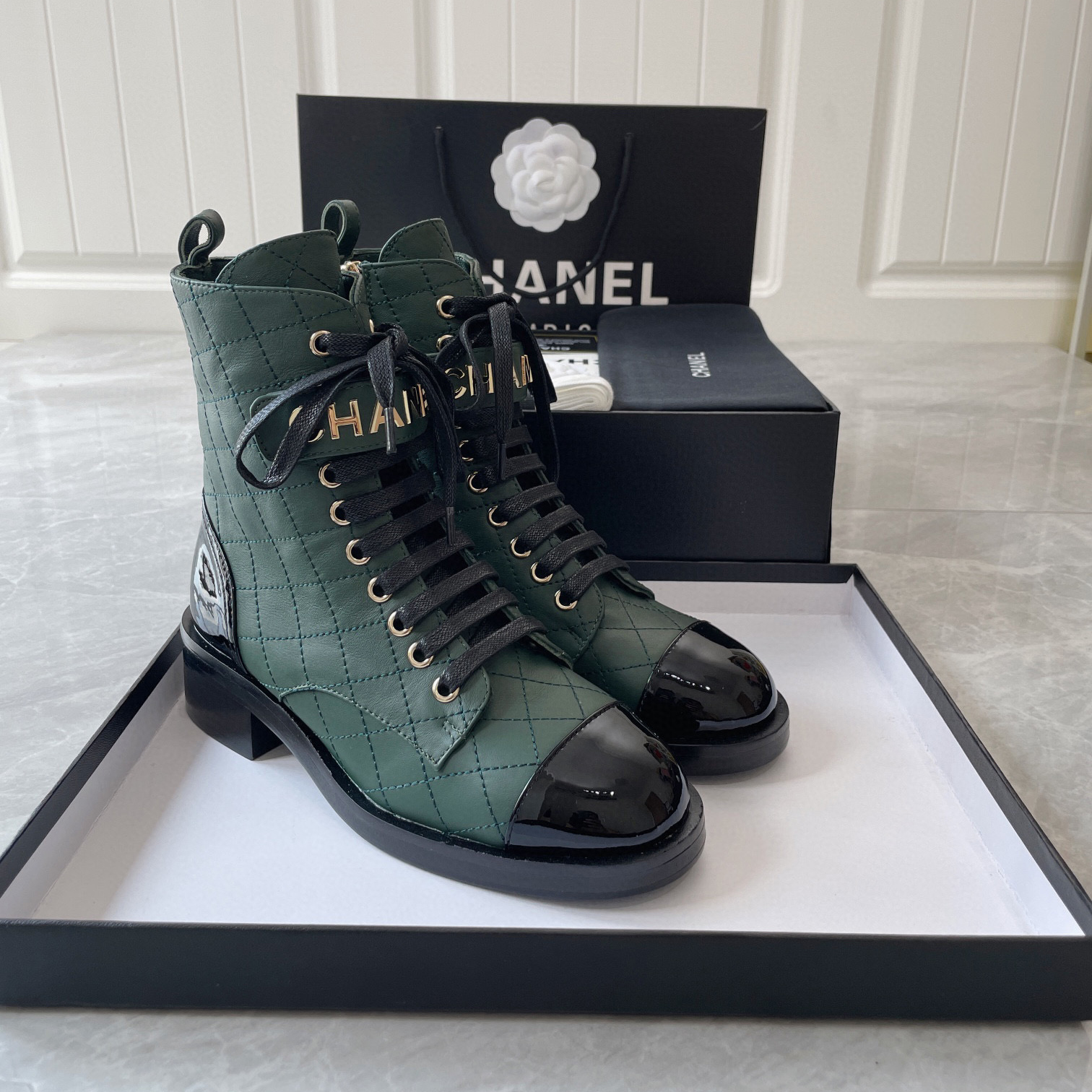 Chanel NIGO Multi Color Mid Length Lace Up Martin Boots shoes #nigo21464