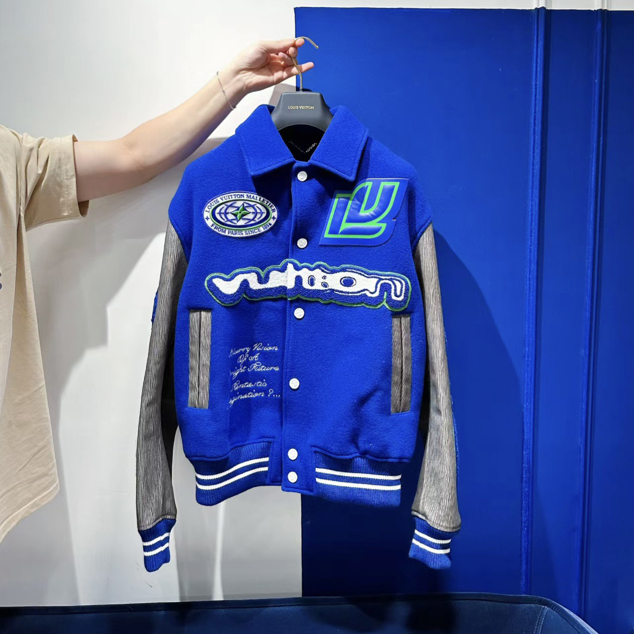 Louis Vuitton NIGO Long Sleeve Printed Baseball Uniform Jacket #nigo95116