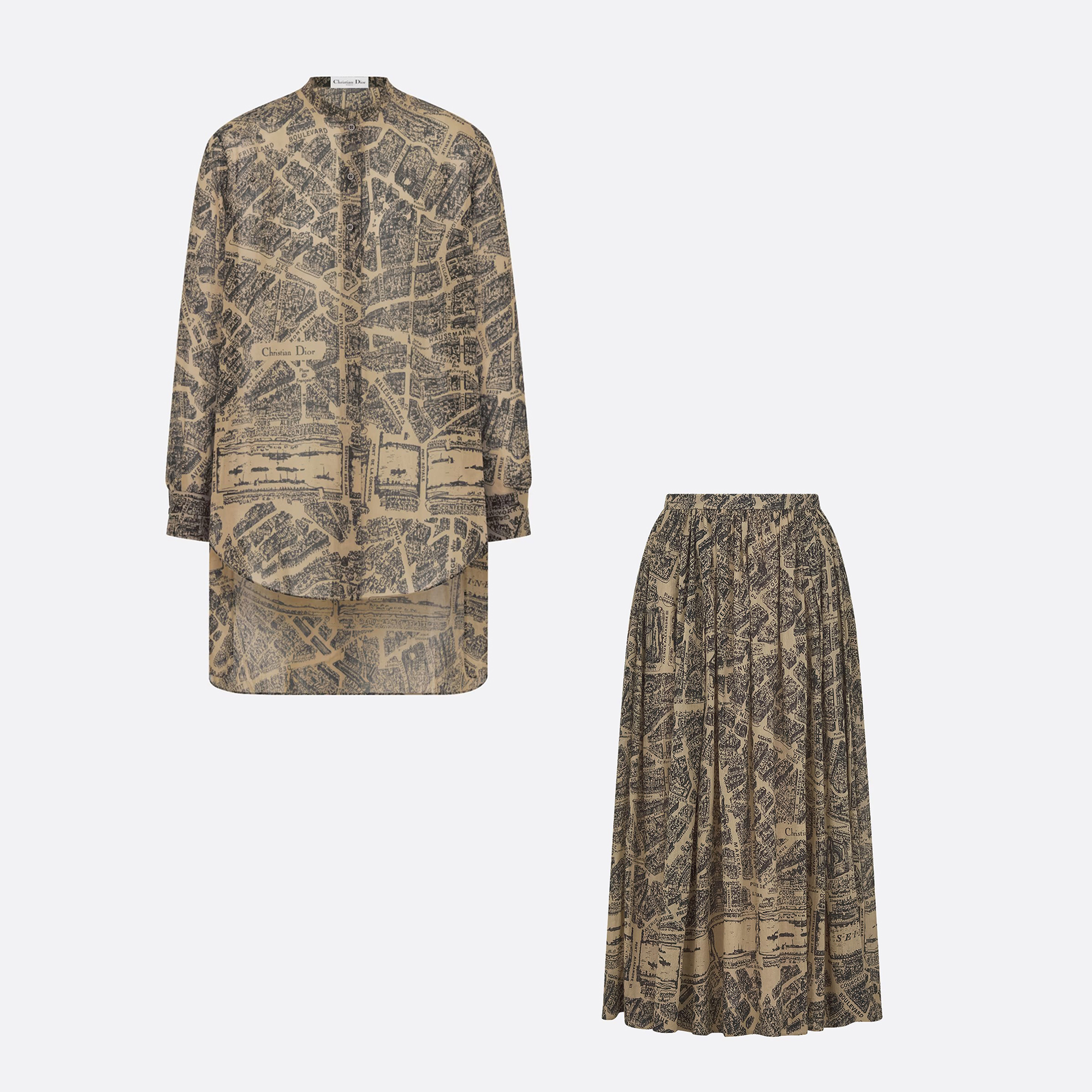 Dior NIGO Woman Printed Long Sleeved Shirt Half Length Skirt Set #nigo21478