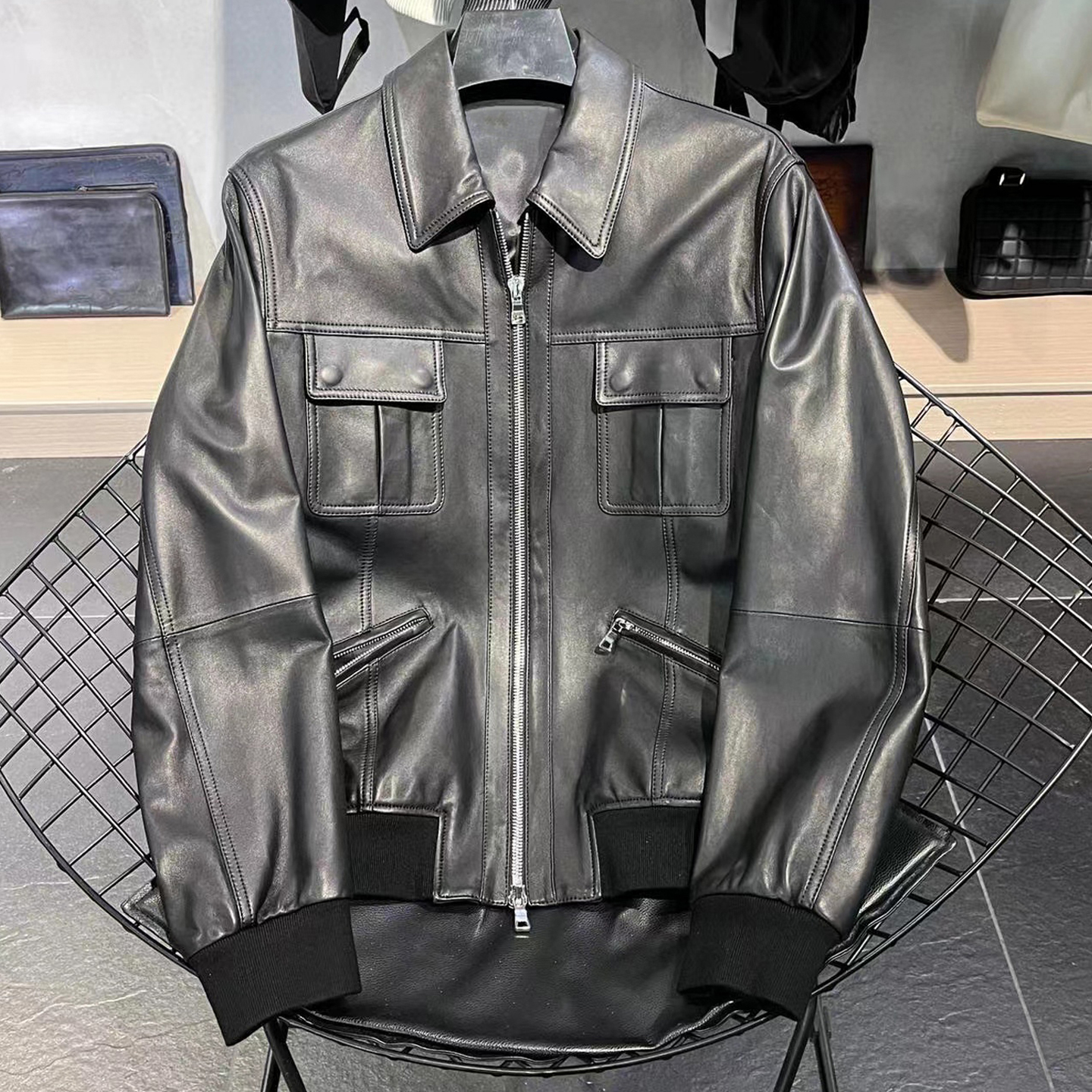 Amiri NIGO Man Zipper Leather Jacket Ngvp #nigo5961
