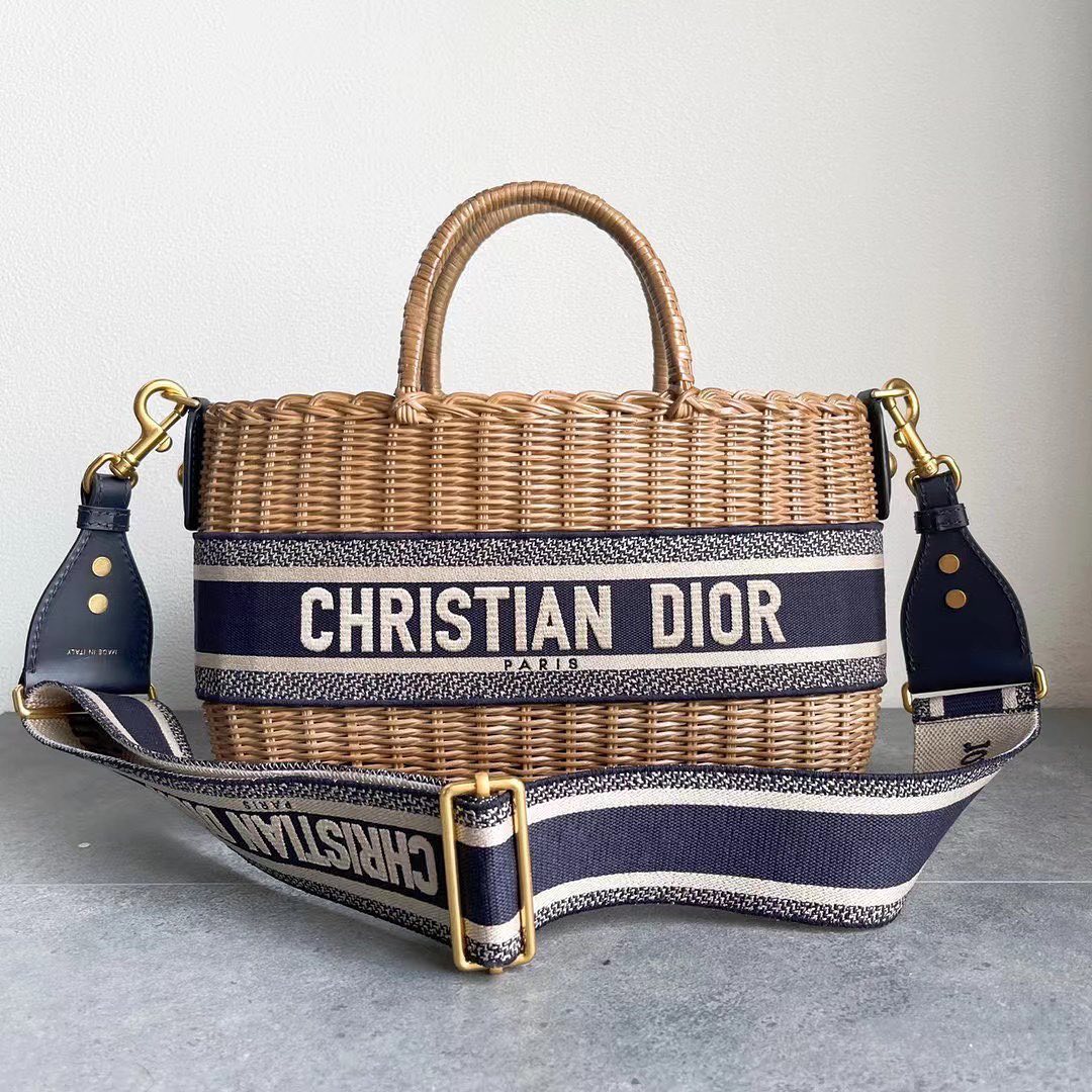 DIOR Bamboo woven vegetable basket portable shoulder bag #nigo21486