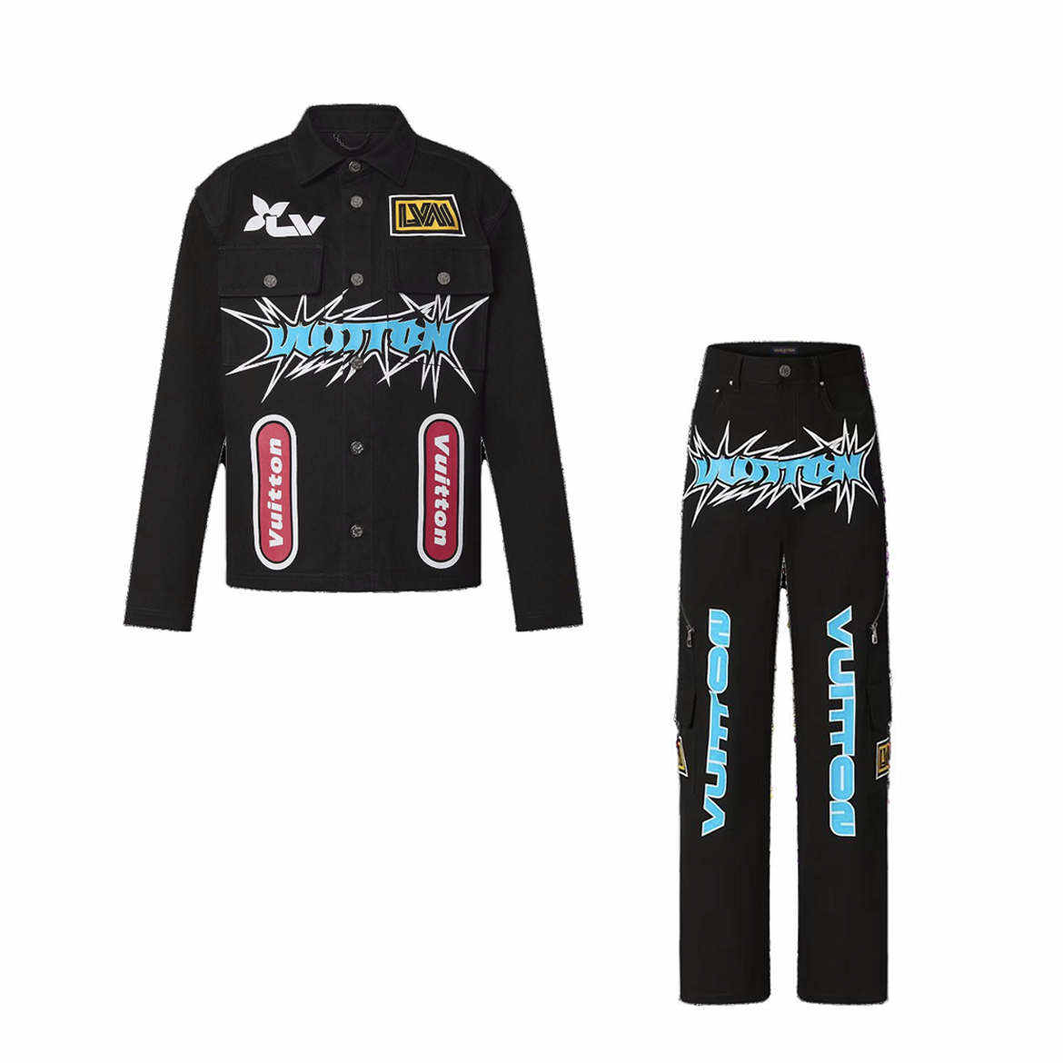 Louis Vuitton NIGO Man Graffiti Letter Button Jacket Trousers Pants Set Suit #nigo95134