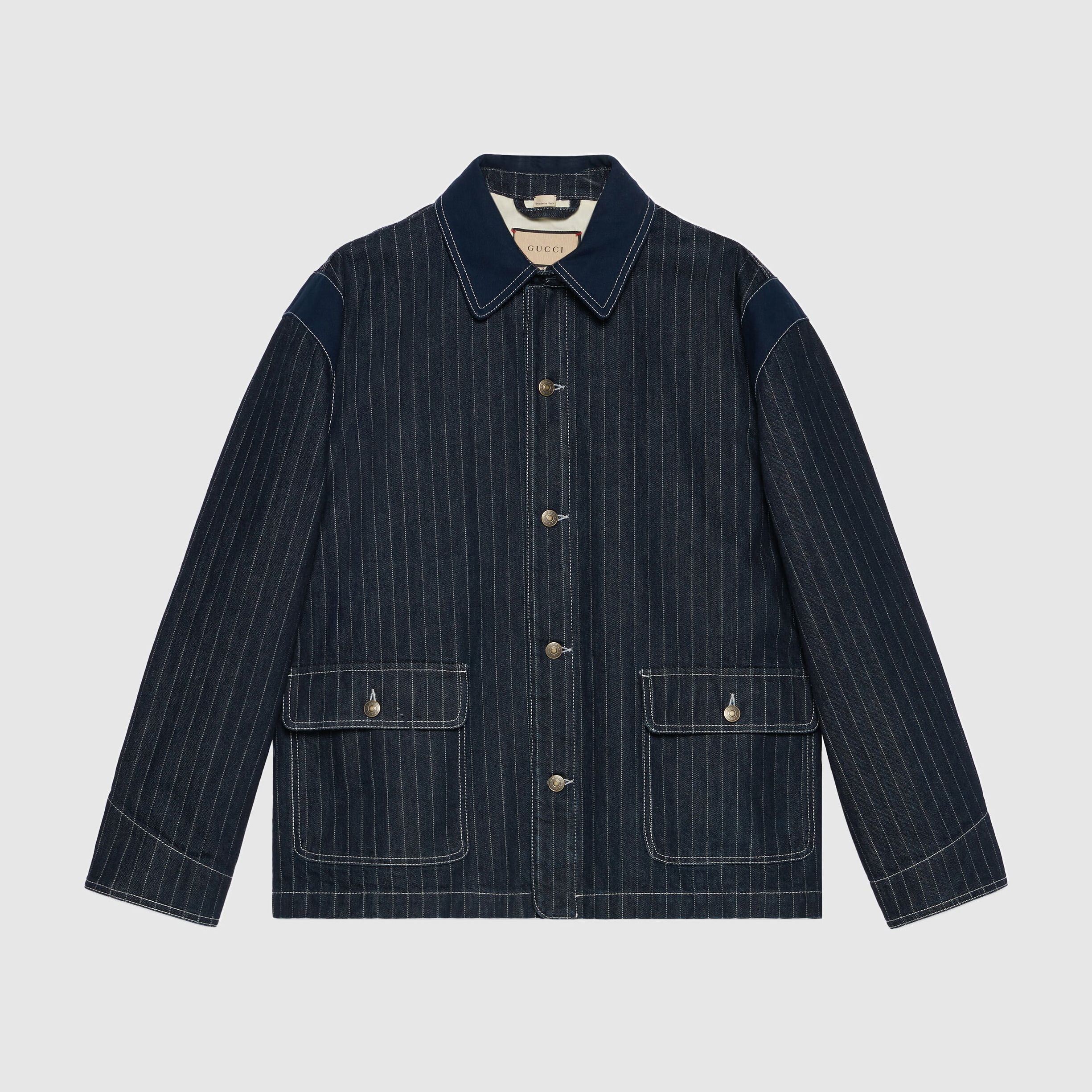 Gucci NIGO Man Pinstripe Denim Jacket Bermuda Shorts Set Suit #nigo95141