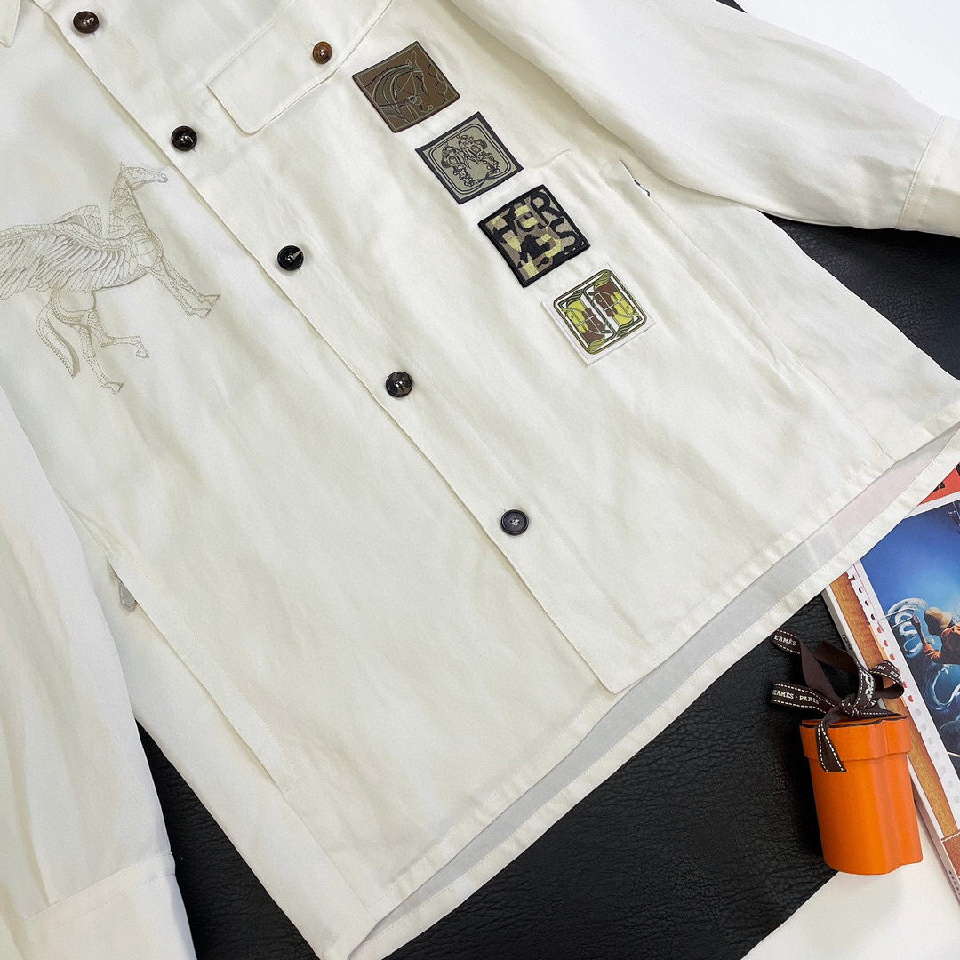 Hermès NIGO Man Embroidered Printed Long Sleeve Shirt #nigo95143