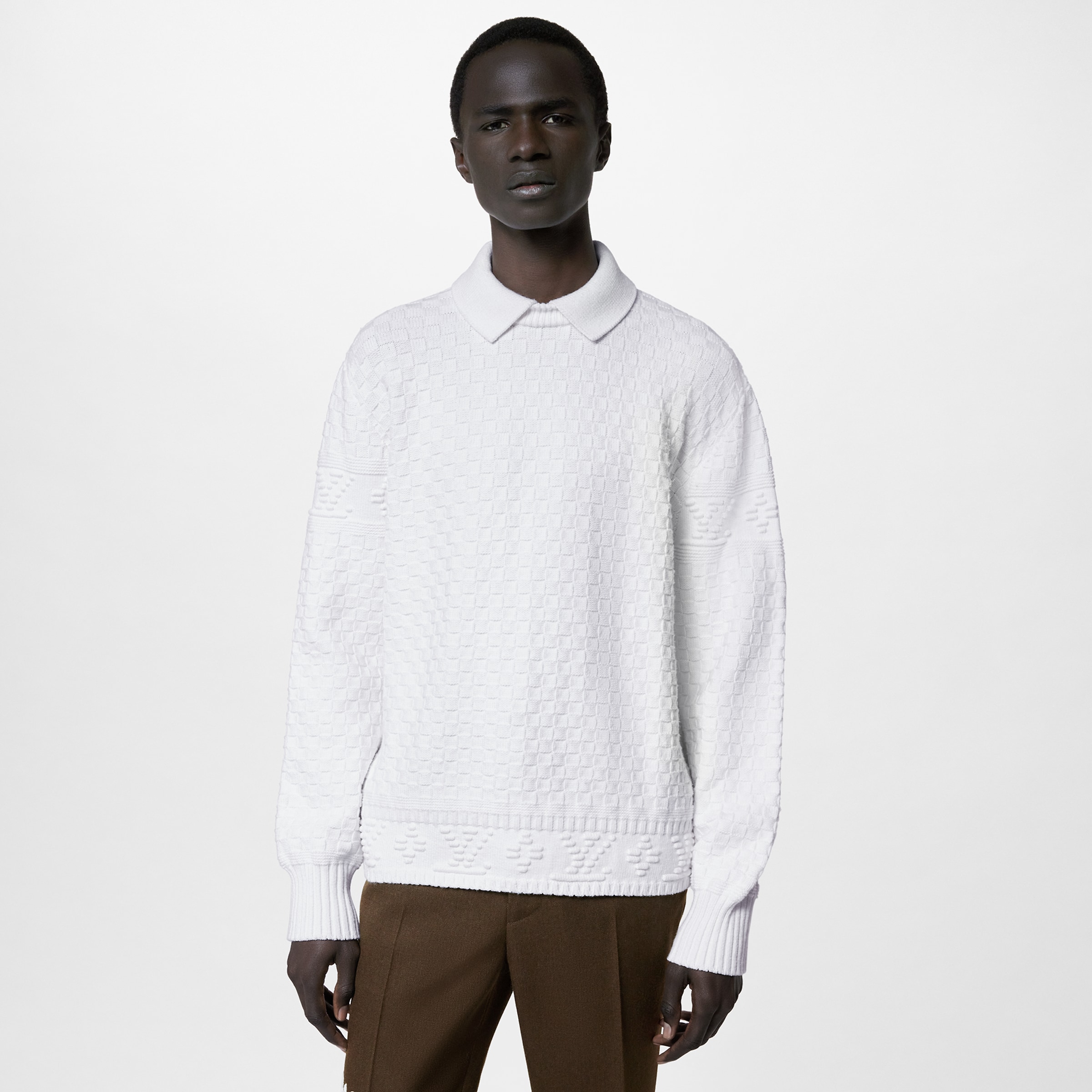 Louis Vuitton NIGO Man White Lapel Sweater Pullover #nigo95139