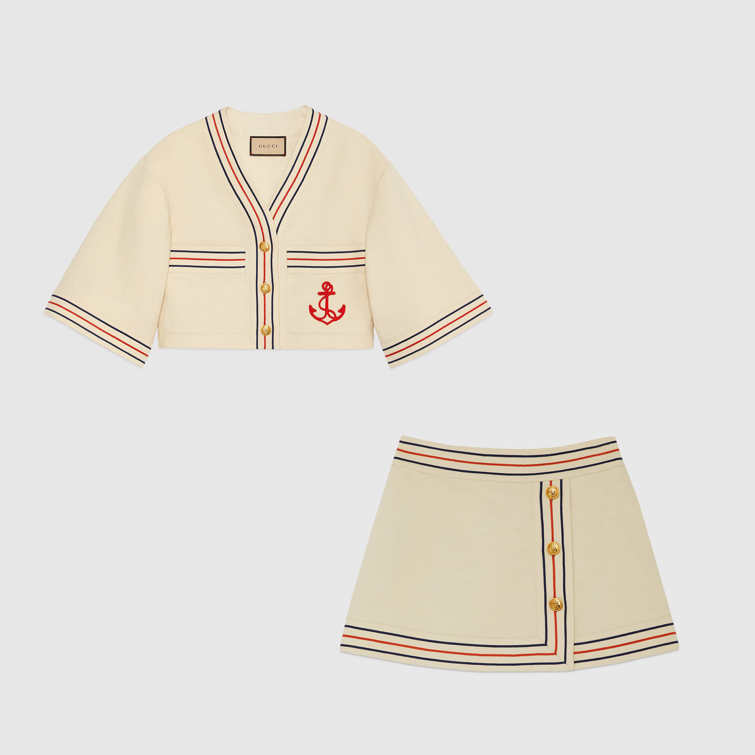 Gucci NIGO Woman Summer Buckle Up Short Sleeved Half Length Short Skirt Set #nigo21541