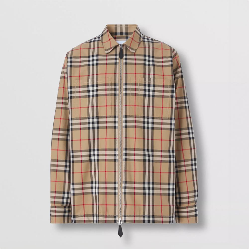 Burberry NIGO Monster Pattern Check Cotton Zip Front Shirt #nigo4461