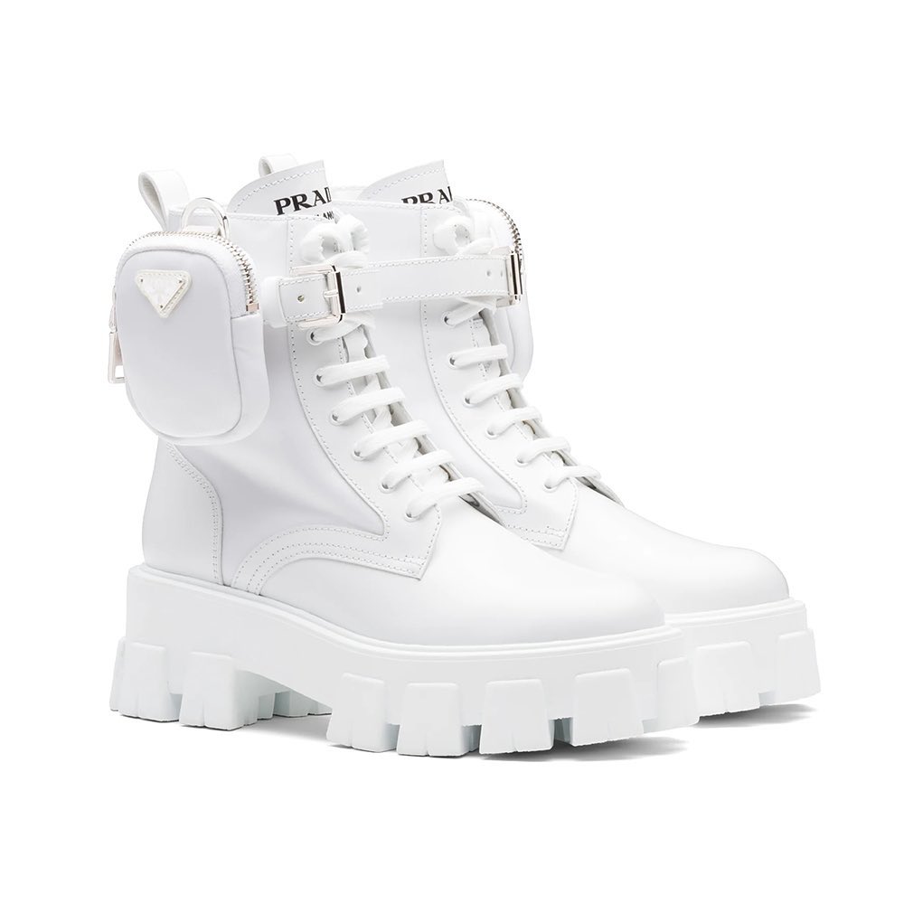 PRADA Leather And Nylon Fabric Booties Boots Shoes #nigo99675