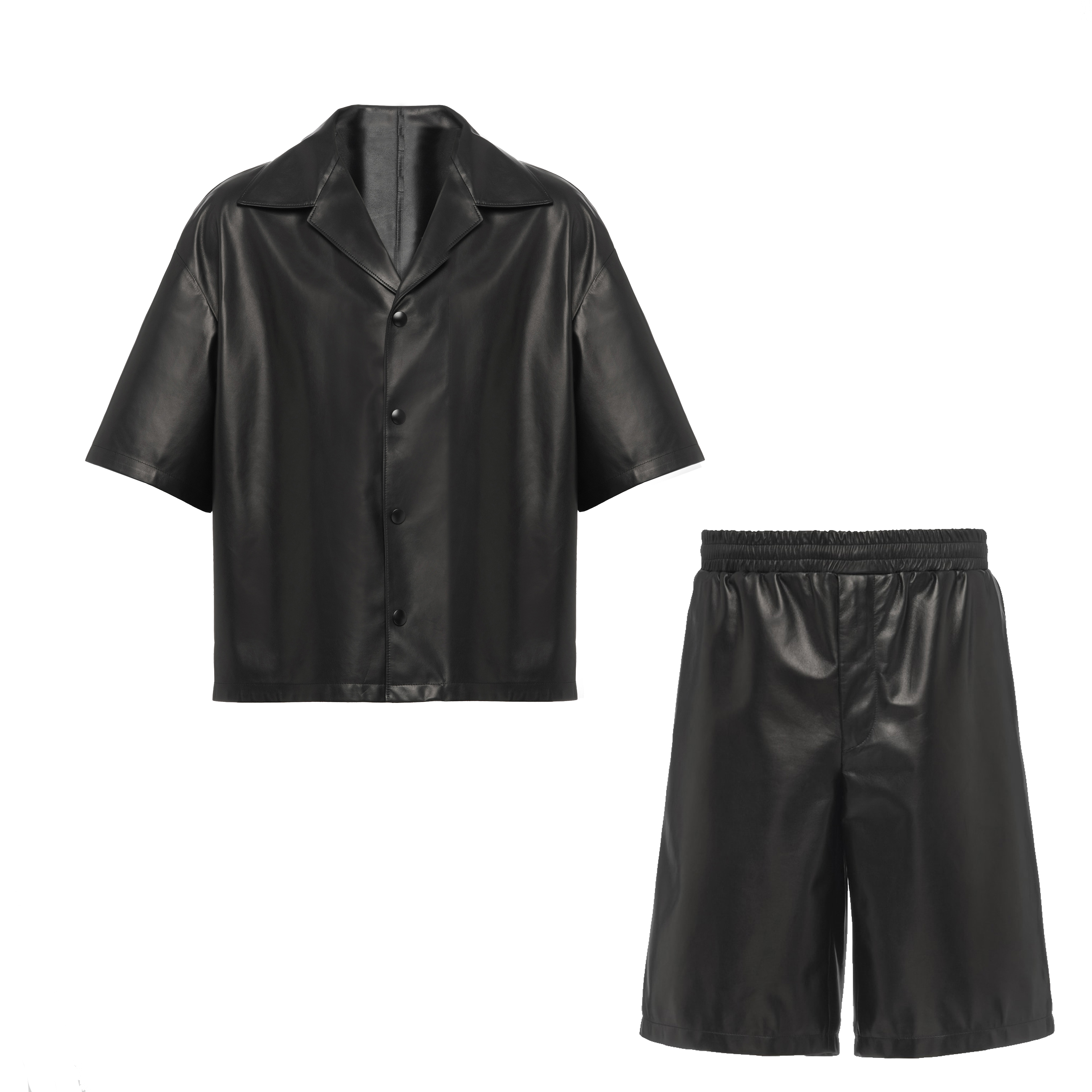 Prada NIGO Leather short sleeved shirt jacket shorts set Pants #nigo94566