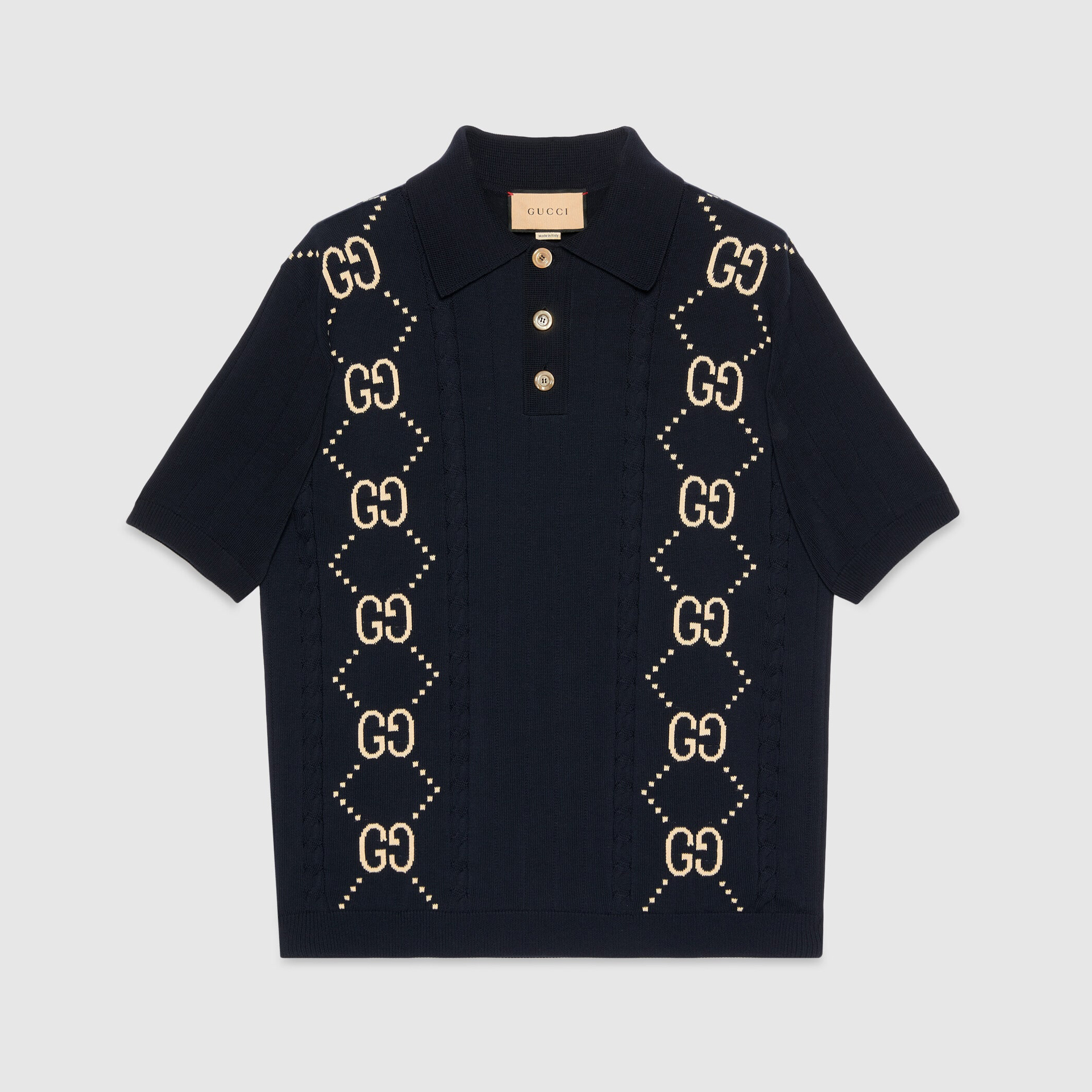 Gucci NIGO Men's Jacquard Knit Short Sleeve Polo Shirt #nigo95186