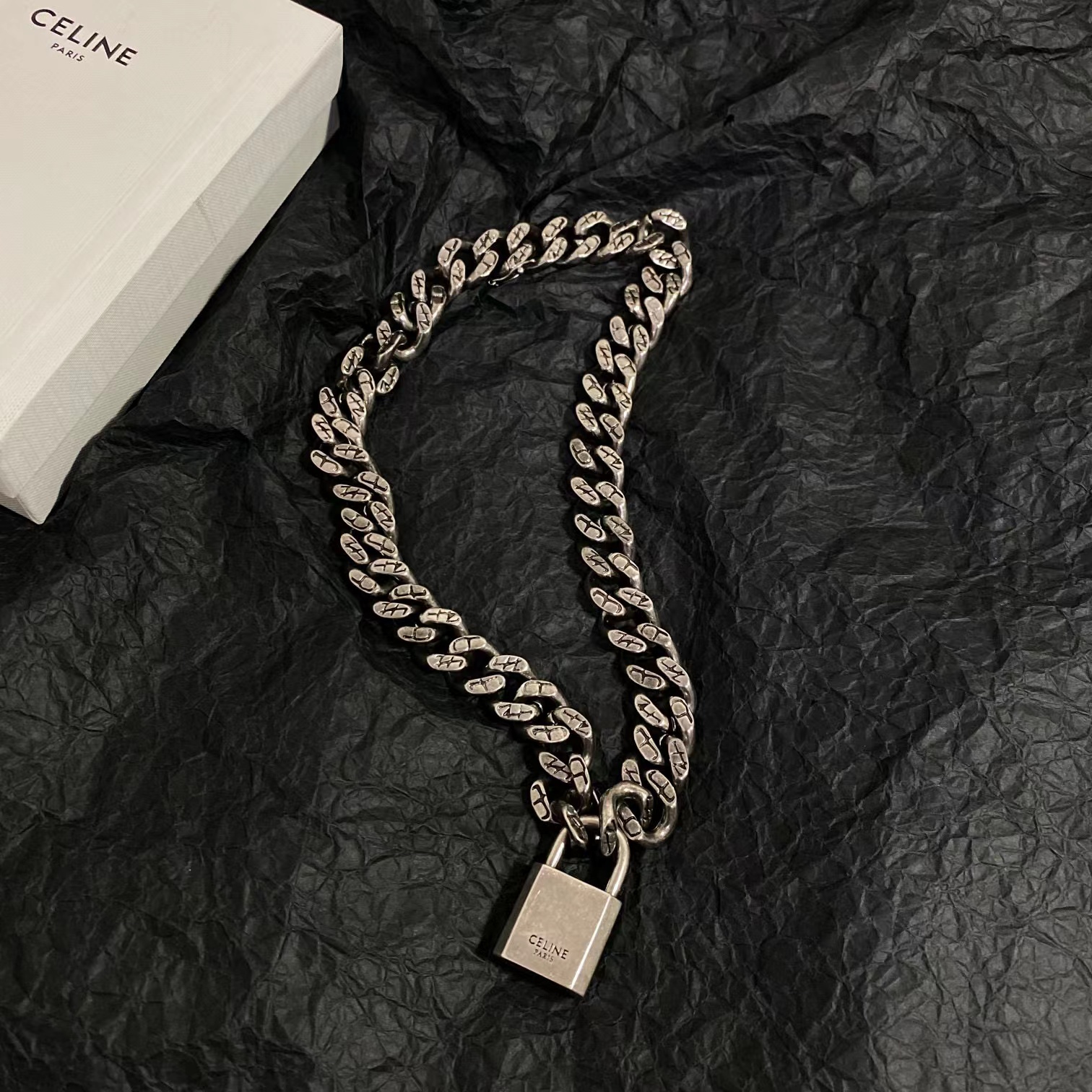 CELINE Large Lock Chain Necklace #nigo53823