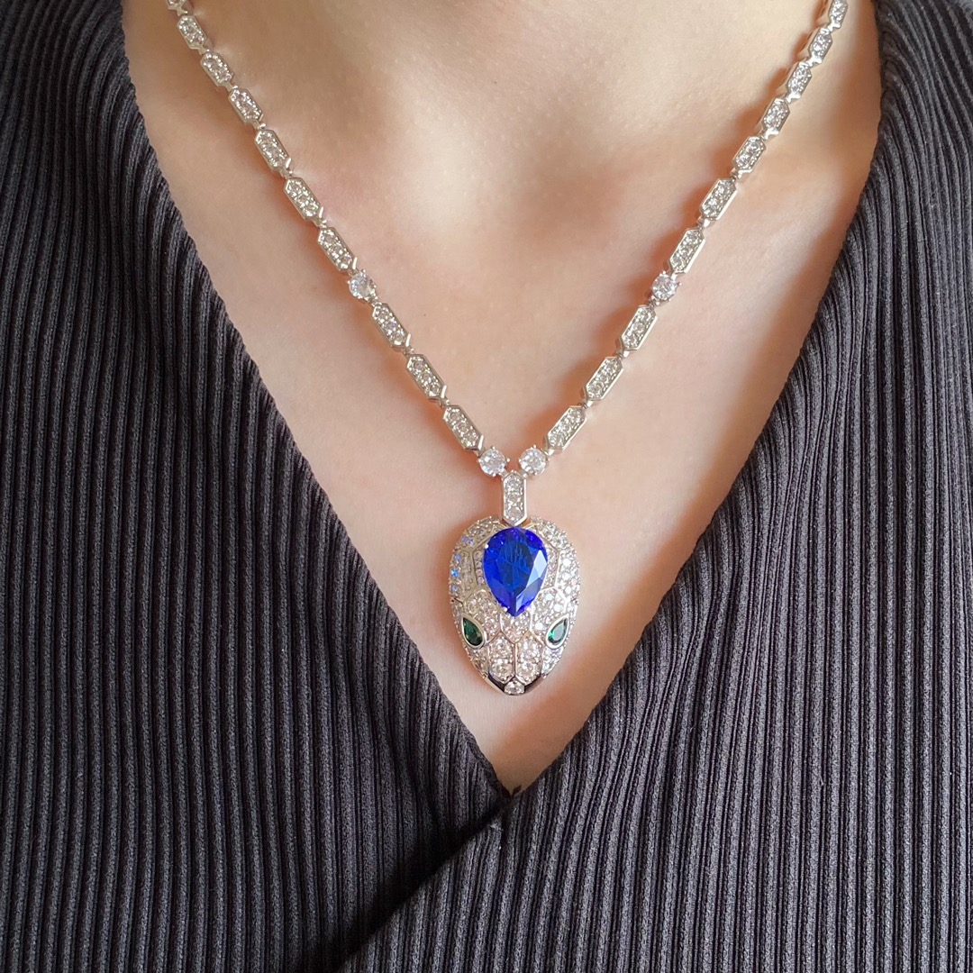 Bvlgari Anakehead Necklace Full Height Carbon Diamond Inner Ring Hollow Accessories Jewelry #nigo82281