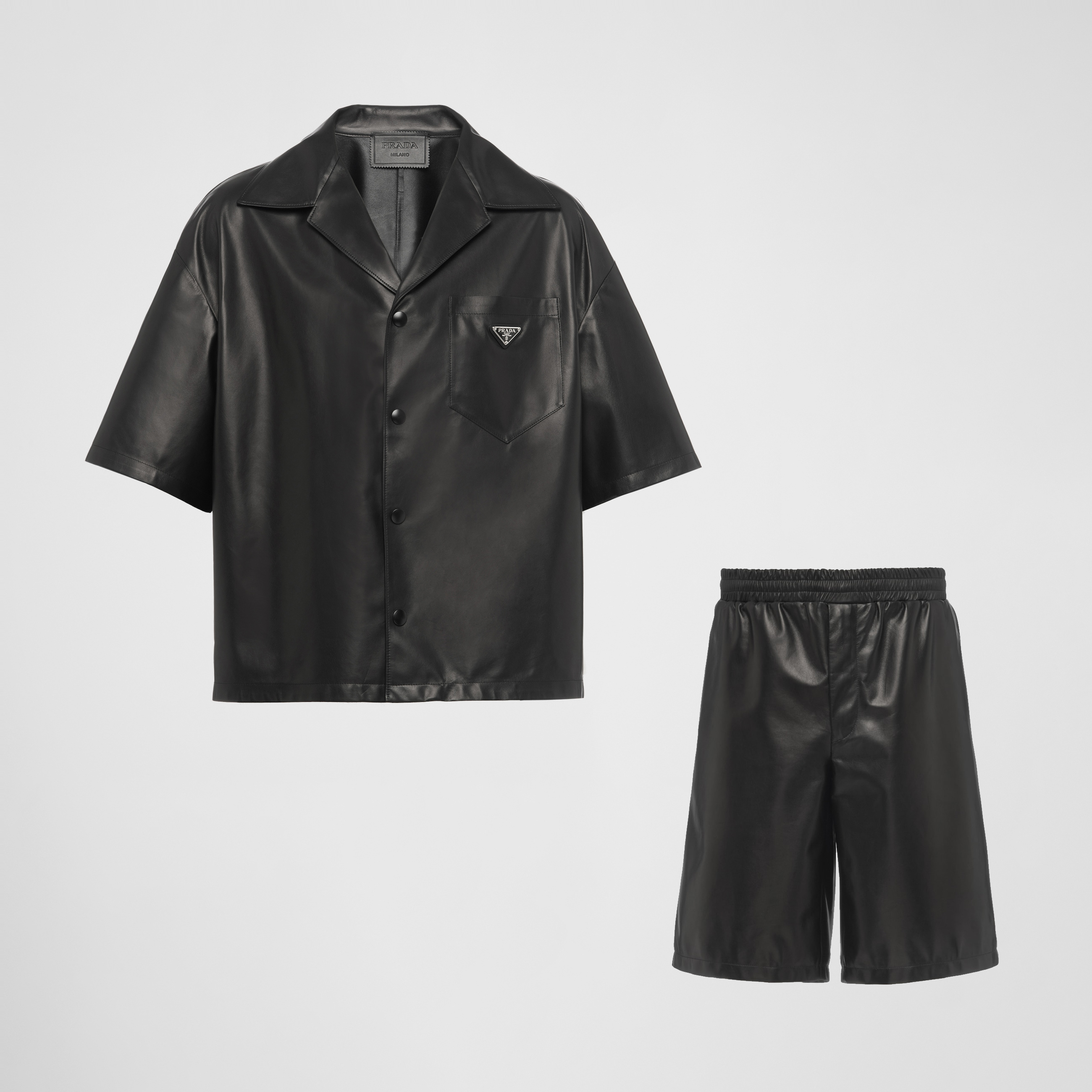 Prada NIGO Leather short sleeved shirt jacket shorts set Pants #nigo94566