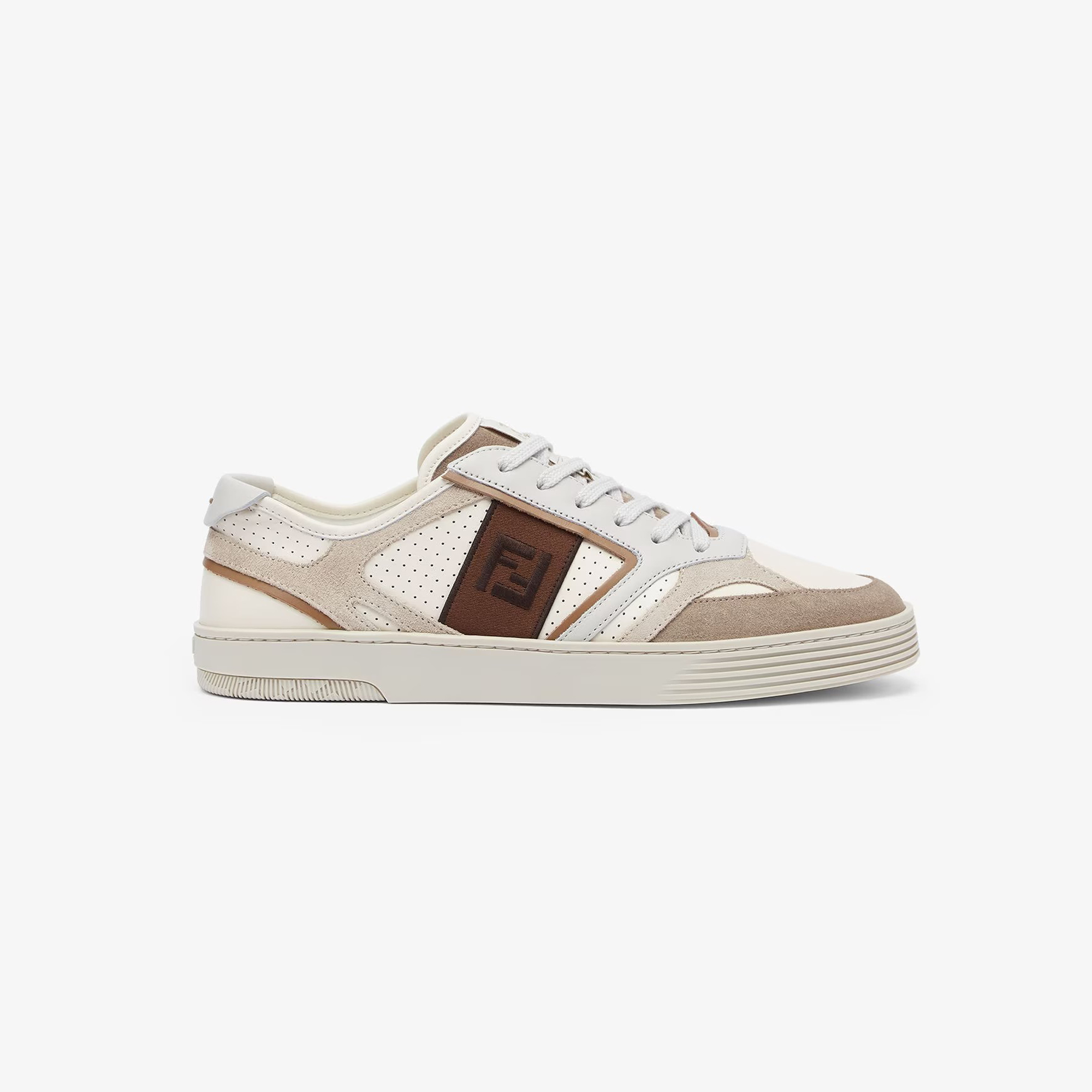 Fendi NIGO Beige Leather Lace Up Casual Sneakers Shoes #nigo96138