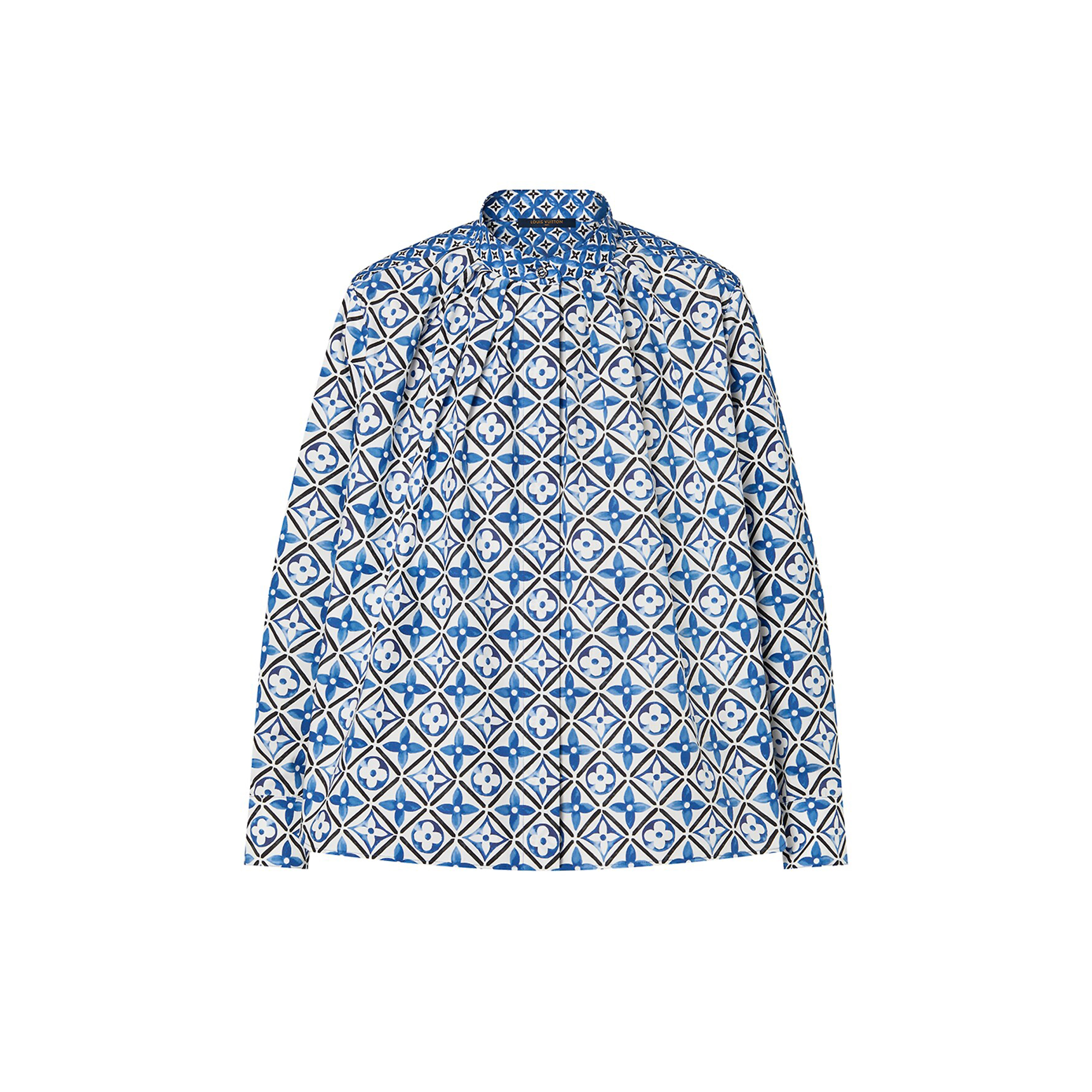 Louis Vuitton NIGO Blue Printed Long Sleeved Buttoned Shirt #nigo21591