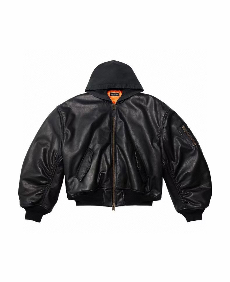 Balenciaga NIGO Leather Zip Hooded Jacket #nigo96135