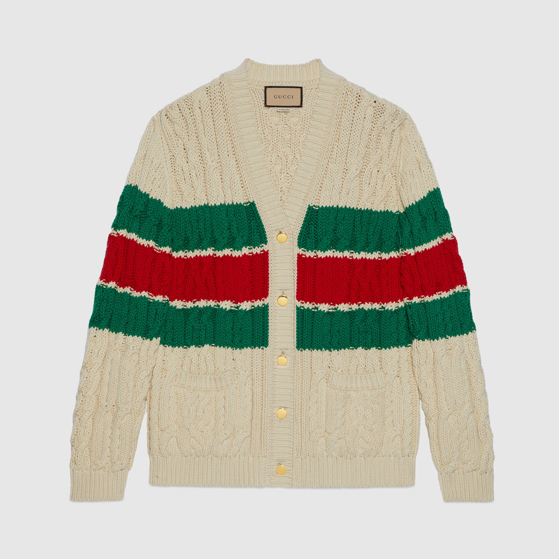 Gucci NIGO Woman Knitted Long Sleeved Striped Cardigan Top #nigo21564