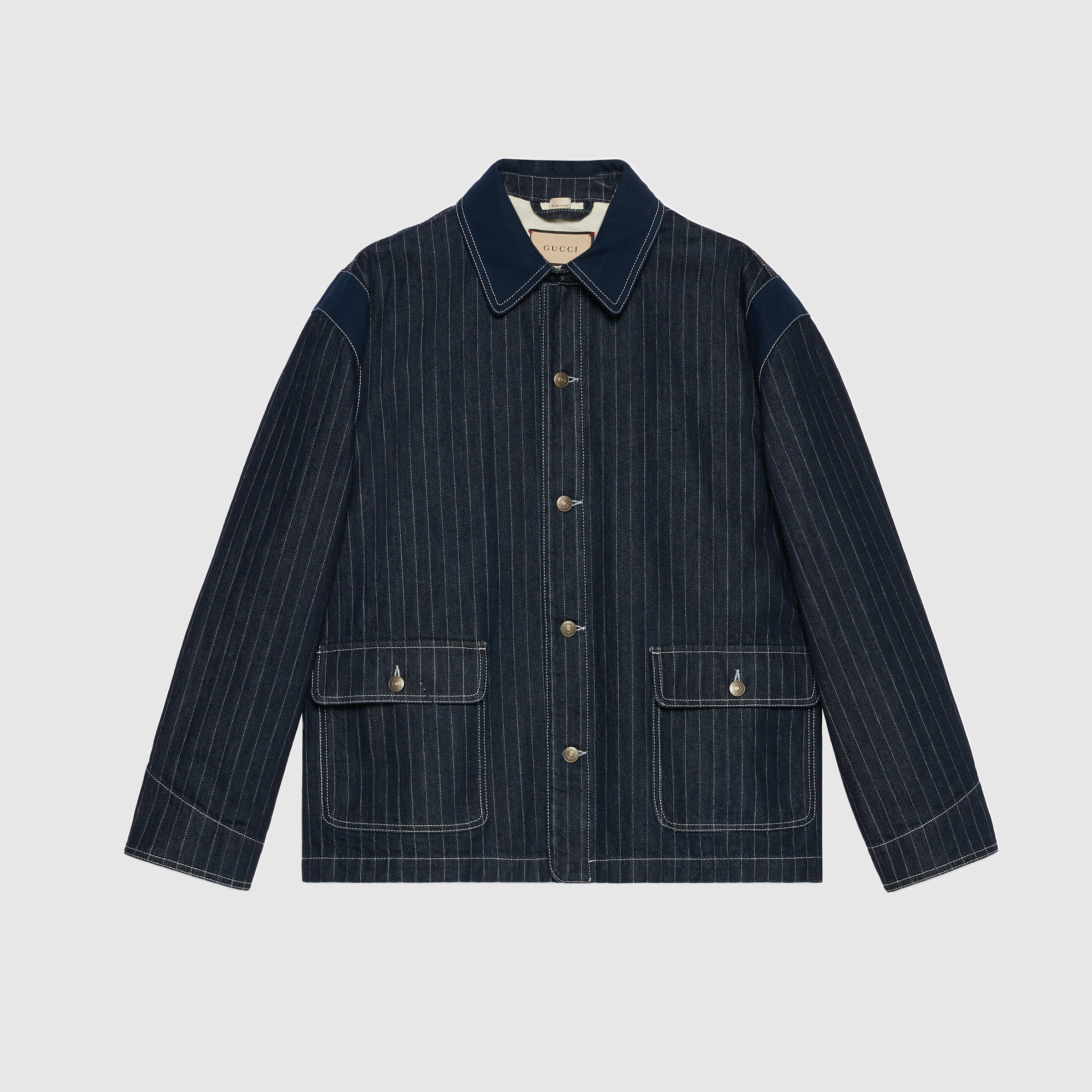Gucci NIGO Man Striped Casual Denim Jacket Ngvp #nigo6363