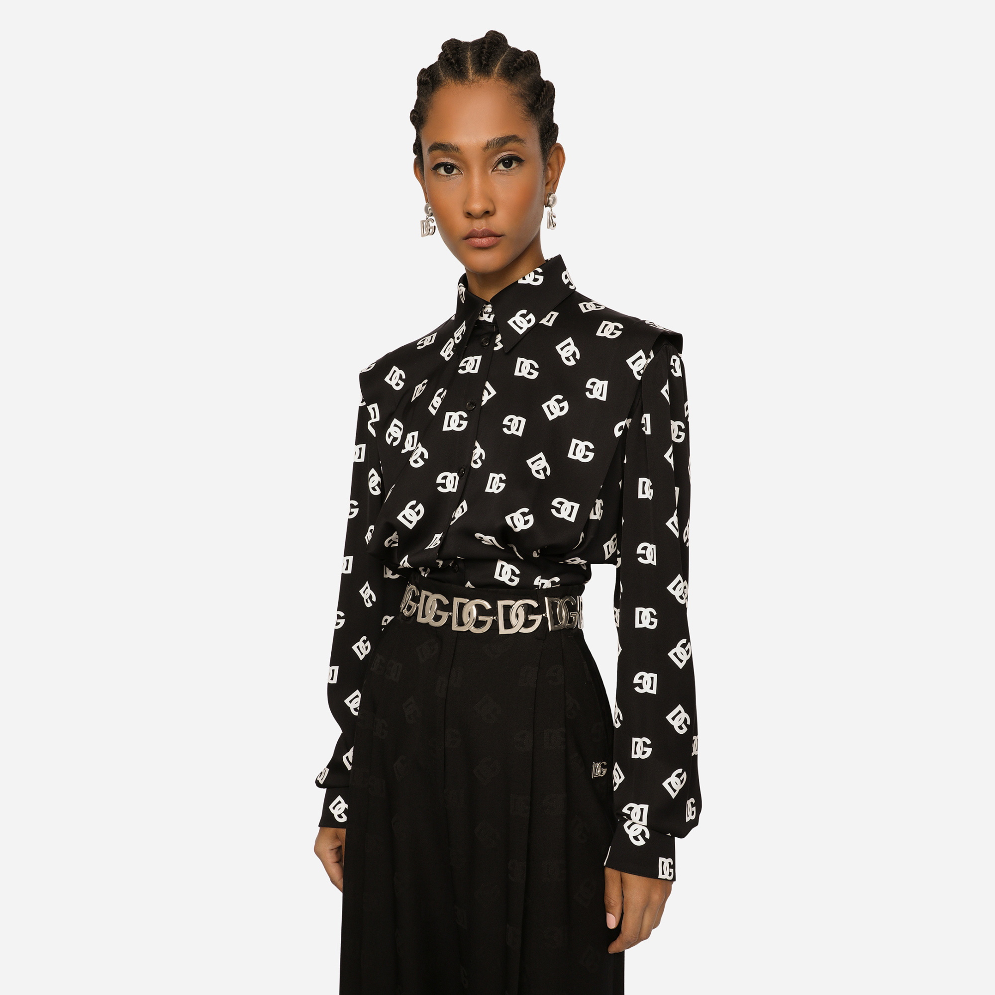Dolce & Gabbana NIGO Woman Black White Printed Long Sleeve Shirt #nigo96152