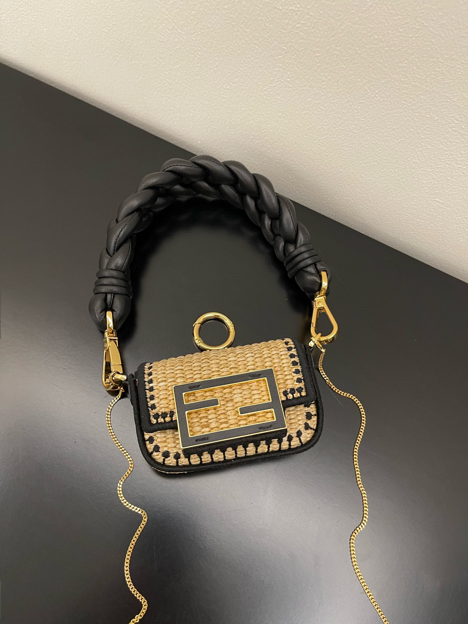 NIGO Fendi Baguette Nano Woven Handheld Crossbody Bag #nigo58115