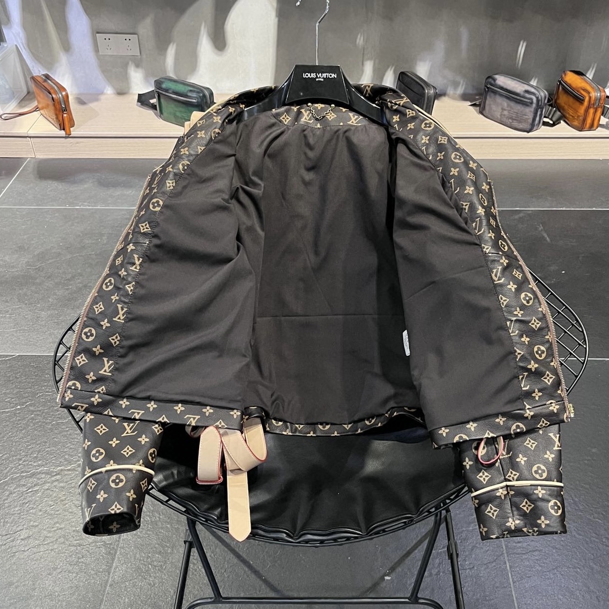 Louis Vuitton NIGO V-neck Leather Jacket With Multiple Pockets #nigo96162