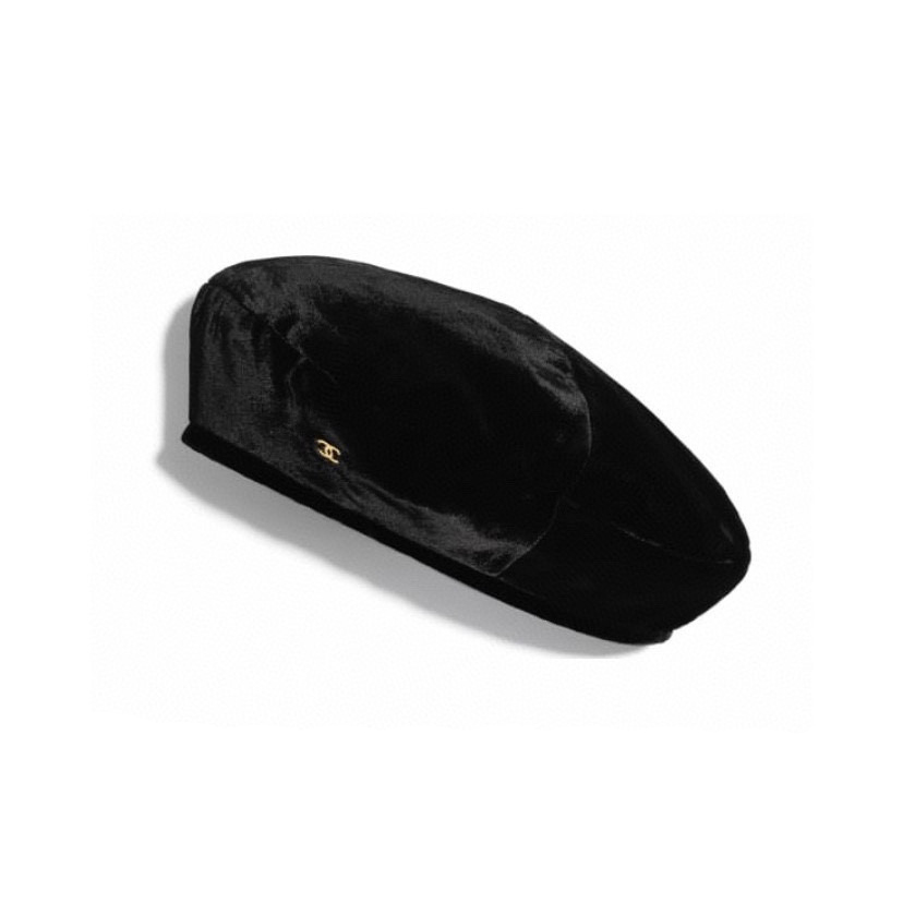 Chanel NIGO Velvet Black Beret #nigo21642