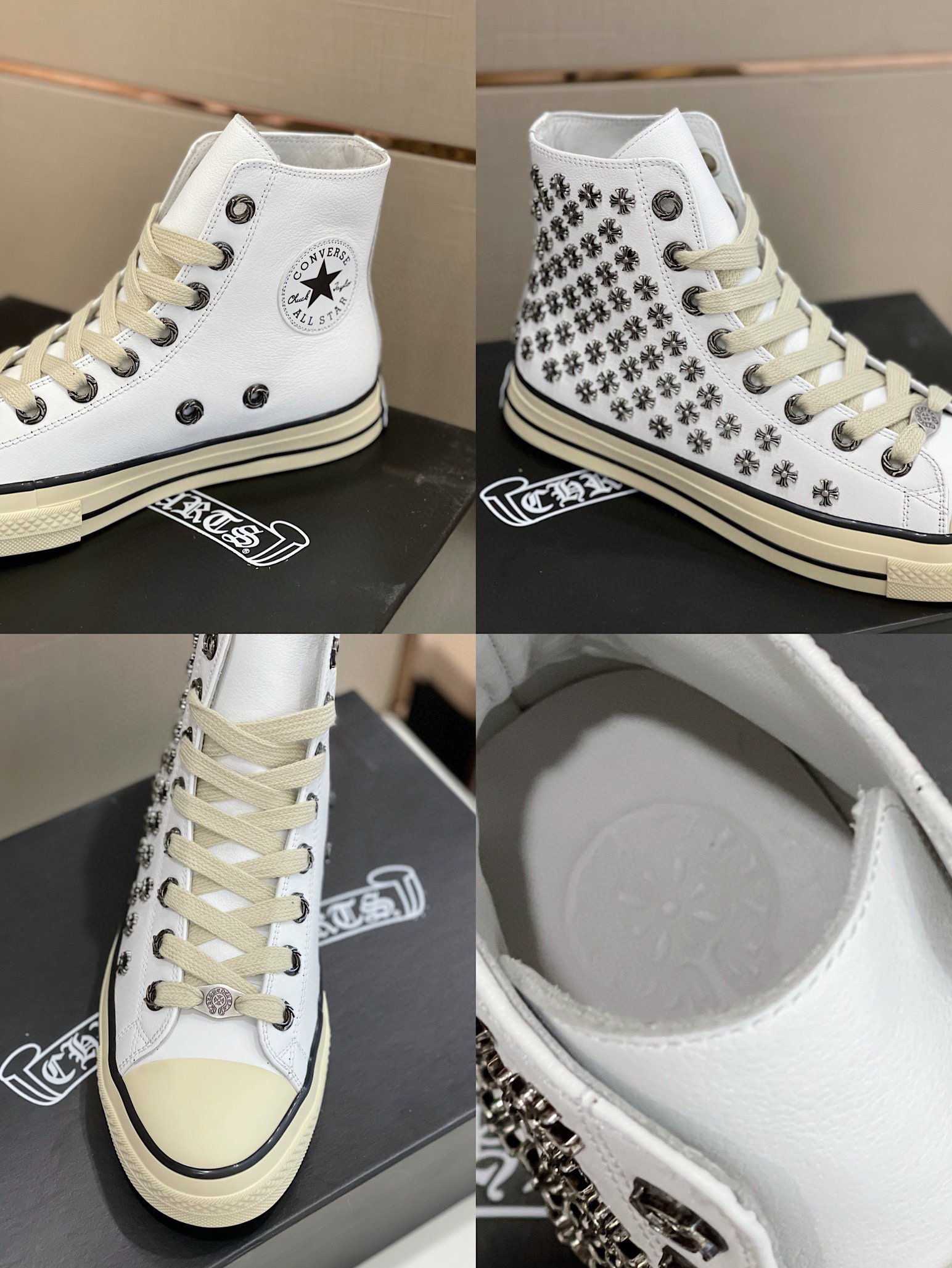 Chrome Hearts NIGO Men's Men's Leather Studded Canvas Shoes #nigo5859