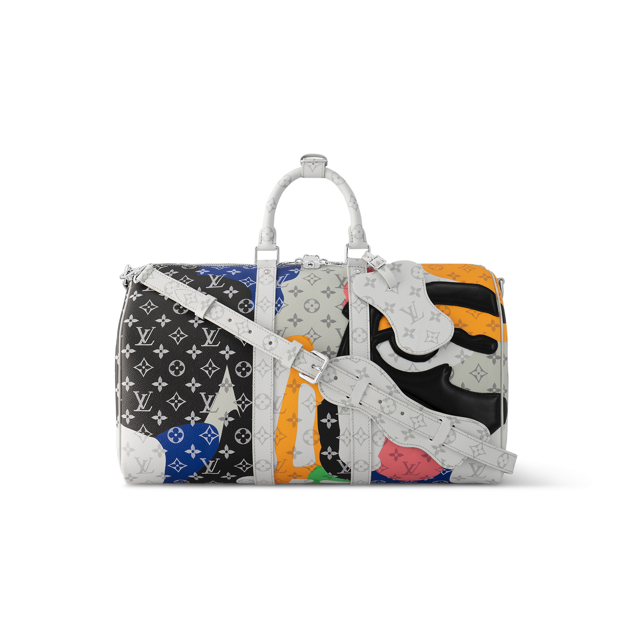 Louis Vuitton  LV Portrait Coated Canvas + Cowhide Leather Travel Bag KEEPALL BANDOULIERE 45 #nigo96195