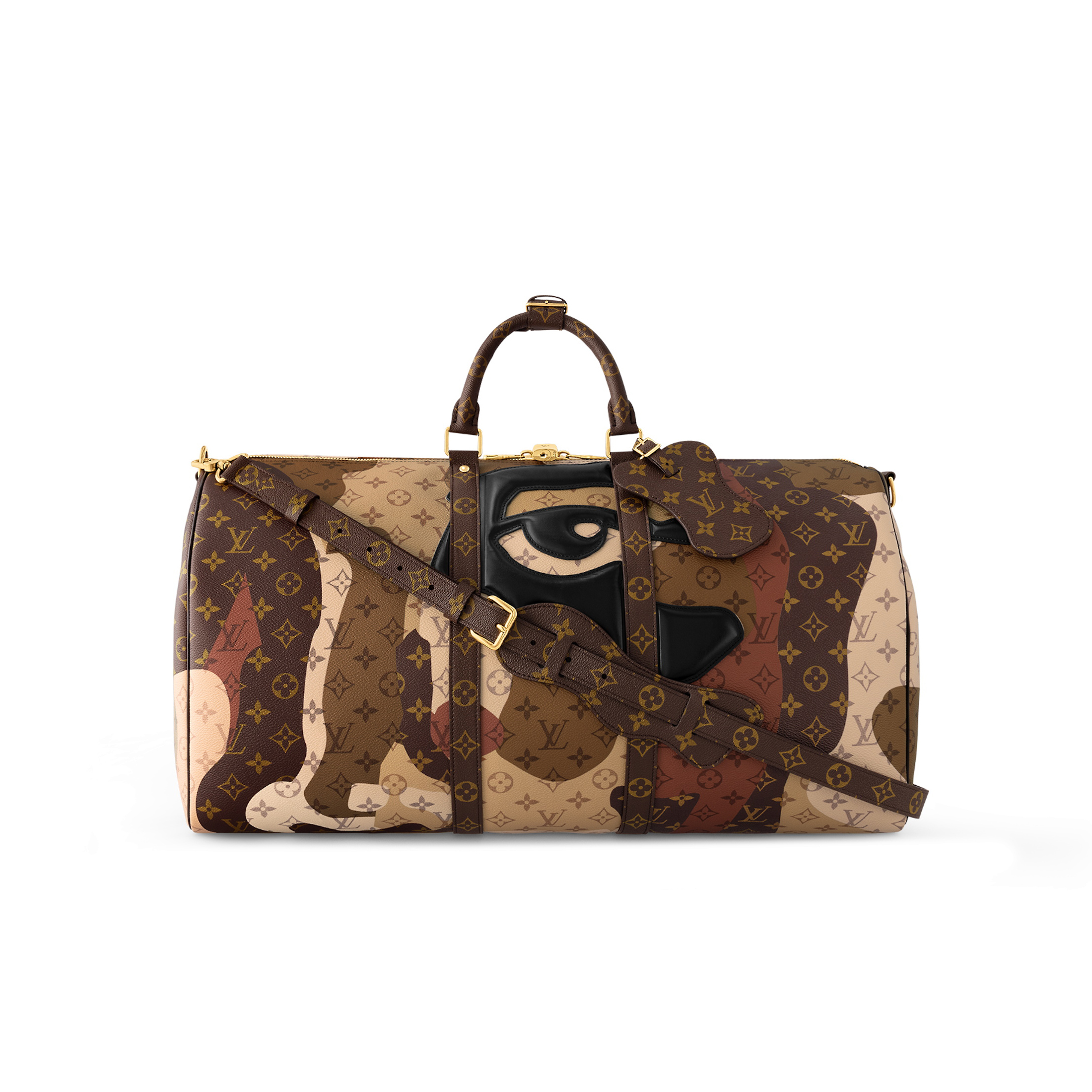 Louis Vuitton  LV Portrait Coated Canvas + Cowhide Leather Travel Bag KEEPALL BANDOULIERE 55 #nigo96194