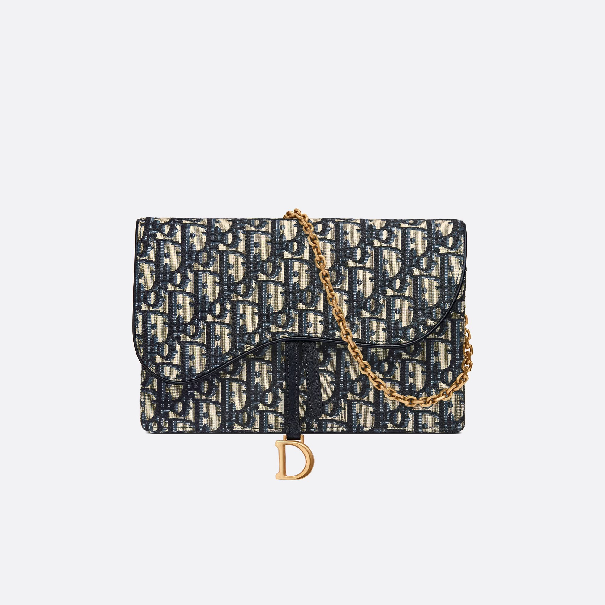 Dior Saddle chain handbag Blue Oblique Print Chain Crossbody Bag #nigo21656