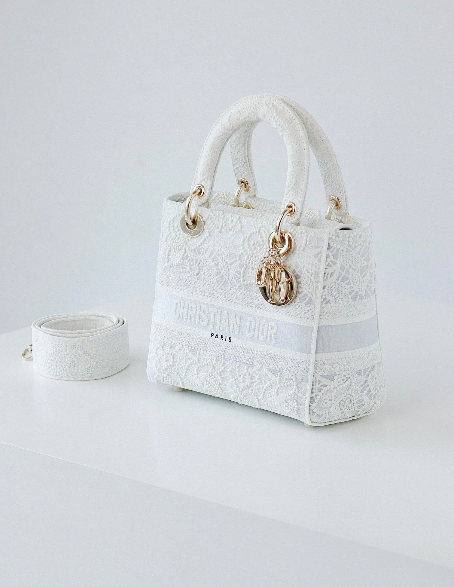Dior Women's D-Lite White Canvas Exquisite Portable Bag #nigo21658