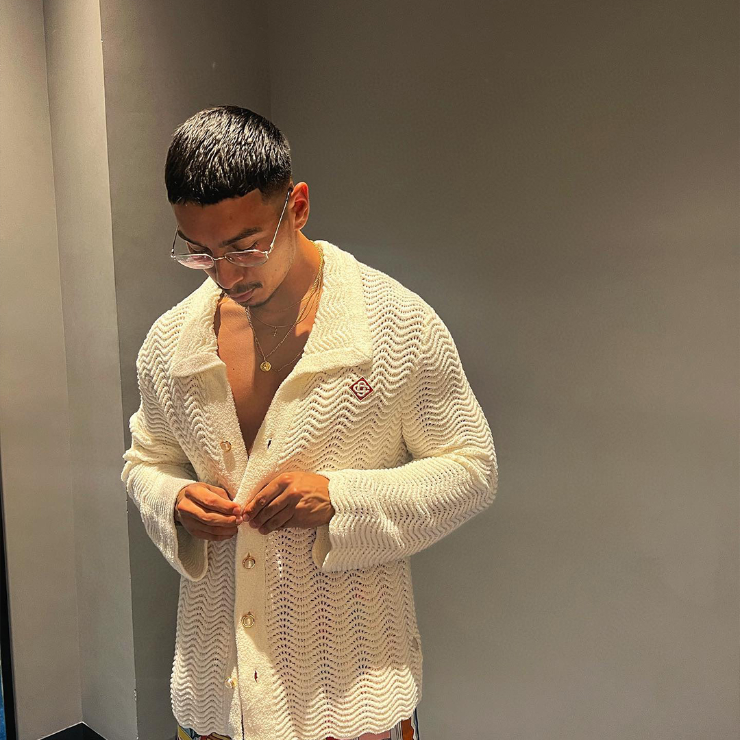 Casablanca NIGO White Wave Print Long Sleeve Sweater Ngvp #nigo6356