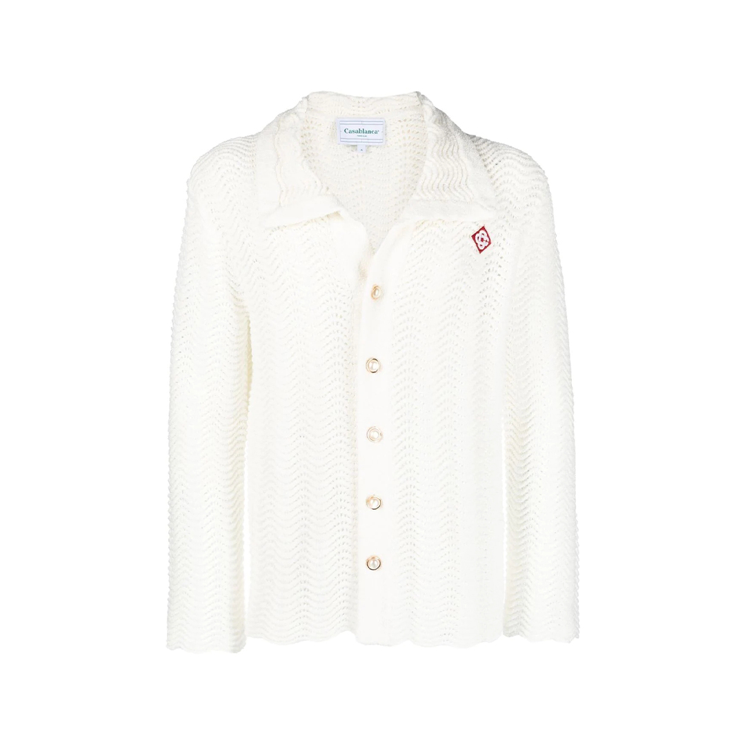 Casablanca NIGO White Wave Print Long Sleeve Sweater Ngvp #nigo6356