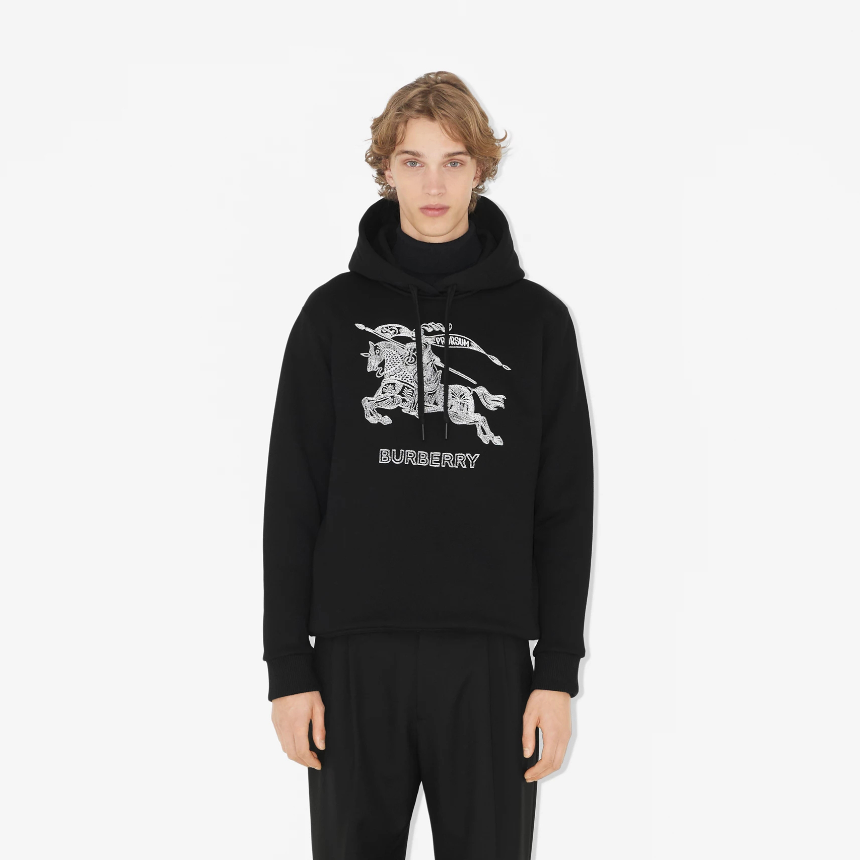 Burberry Embroidered Knight Pattern Hooded Sweatshirt Pullover #nigo96225