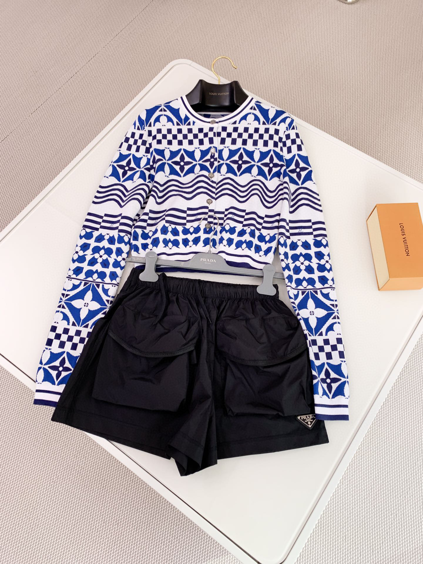 Louis Vuitton Blue Printed Long Sleeved Cotton Top #nigo21662