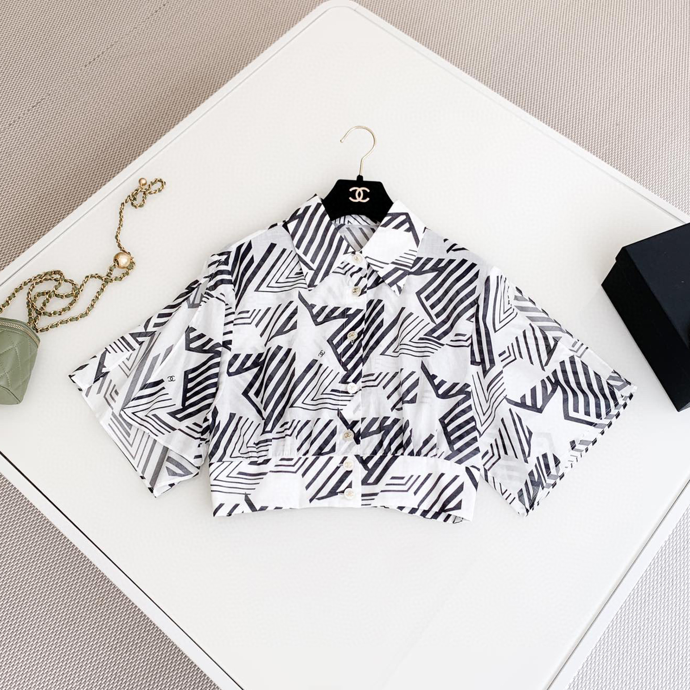 Chanel Short Sleeved Shirt Skirt Set #nigo21666