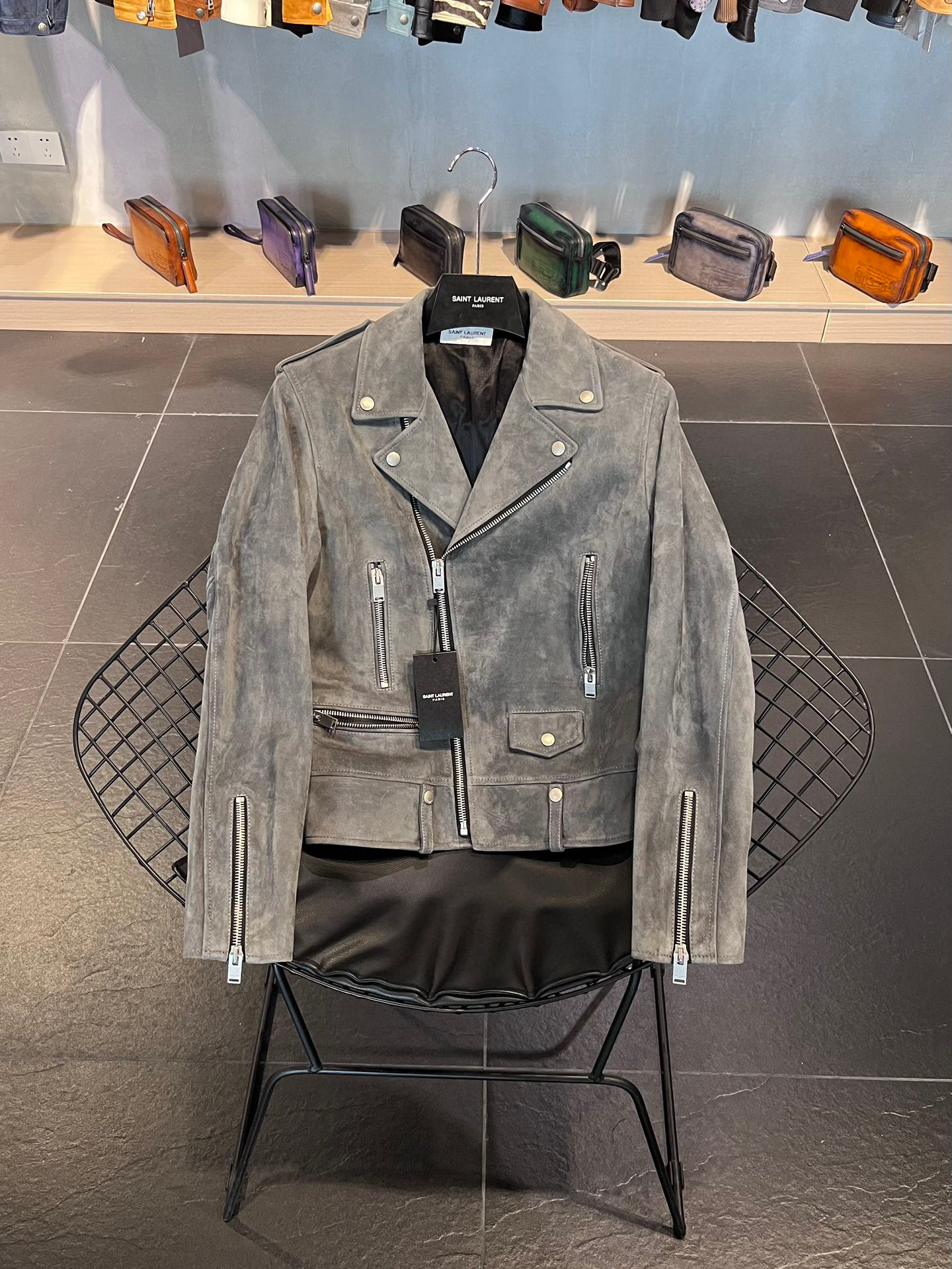 Saint Laurent Suede Biker Jacket Coat #nigo4871