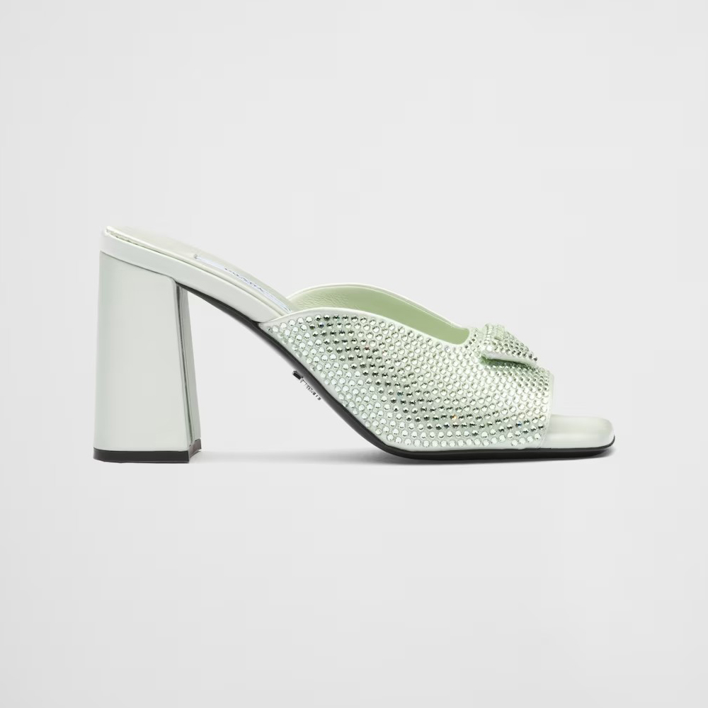 Prada Half Drag Shiny Diamond High Heeled Sandals #nigo21686