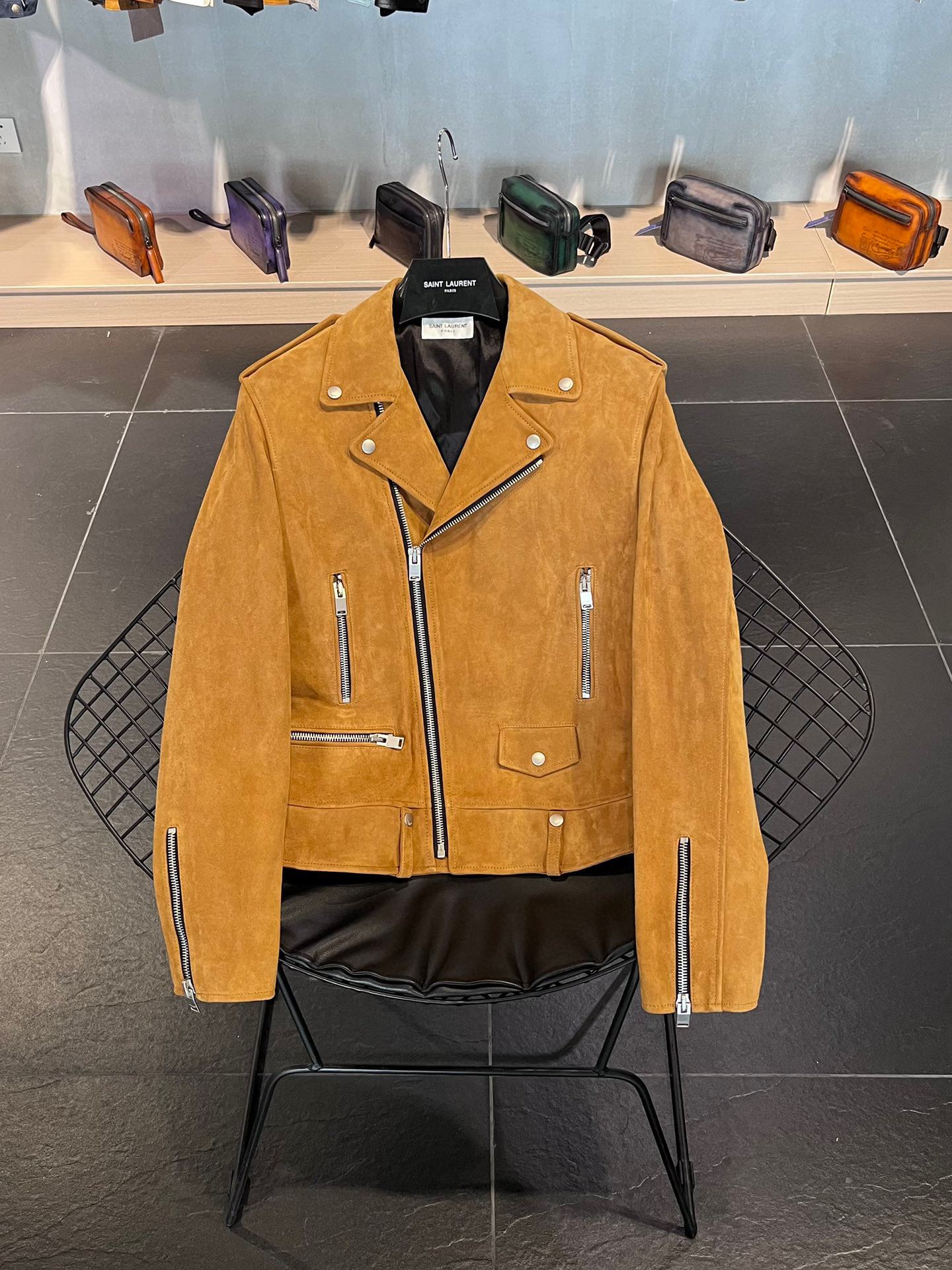 Saint Laurent Suede Biker Jacket Coat #nigo4871